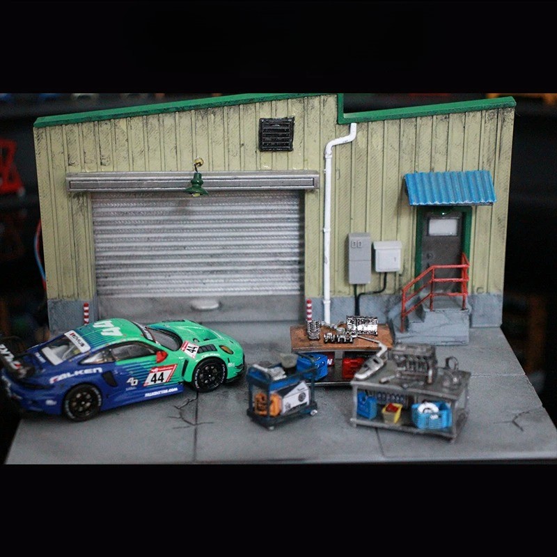 1/64 Diorama Car Garage Tool Cart Model Diecast Car Repair Workshop Accessories