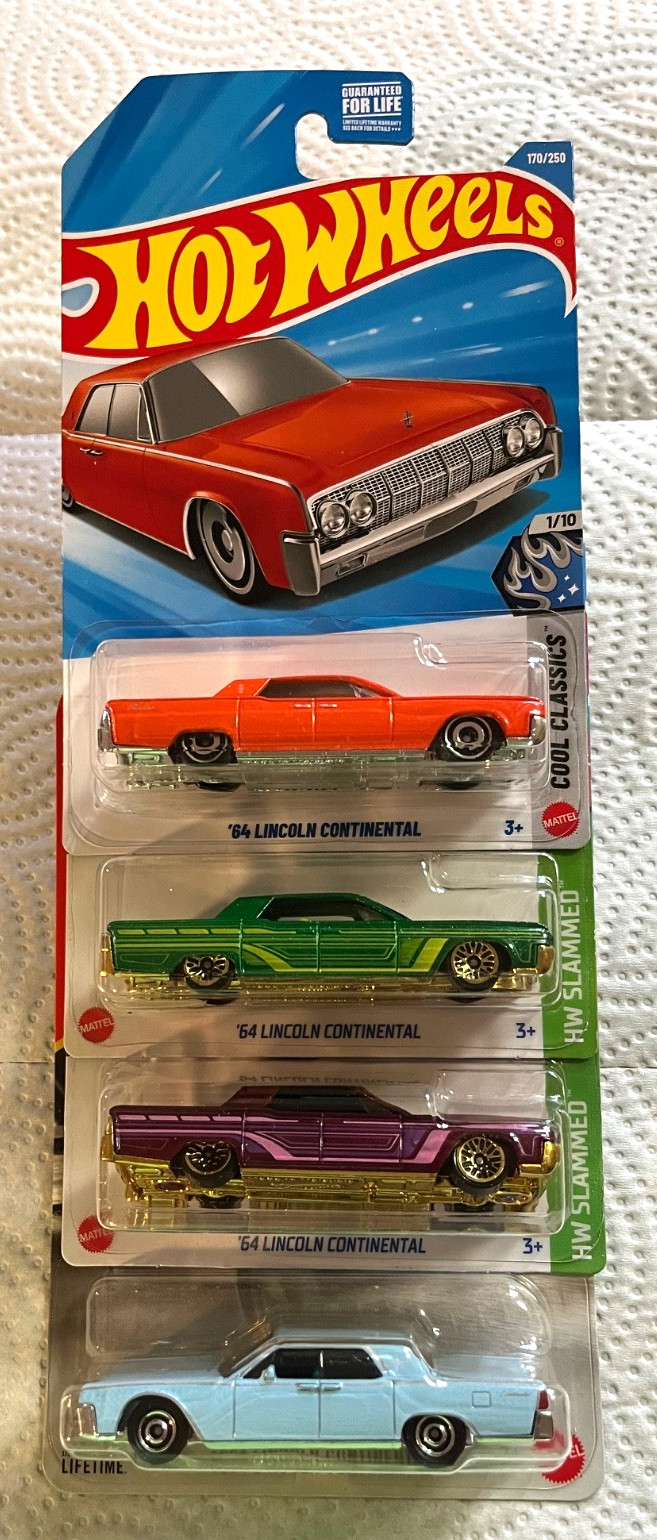 Hot Wheels ’64 Lincoln Continental Lot of 4: NEW H release/$ General Exclusive