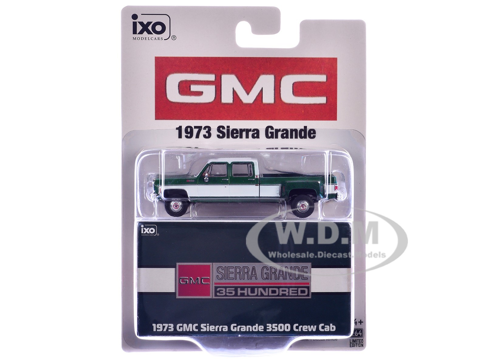 1973 GMC SIERRA GRANDE 3500 DUALLY PICKUP GREEN & WHITE 1/64 BY IXO IA64006