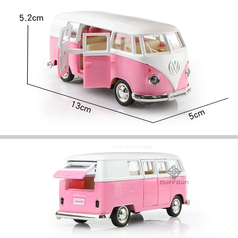 1:36 Retro Bus T1 Transport Kombi Cars Diecast Metal Vehicle Model