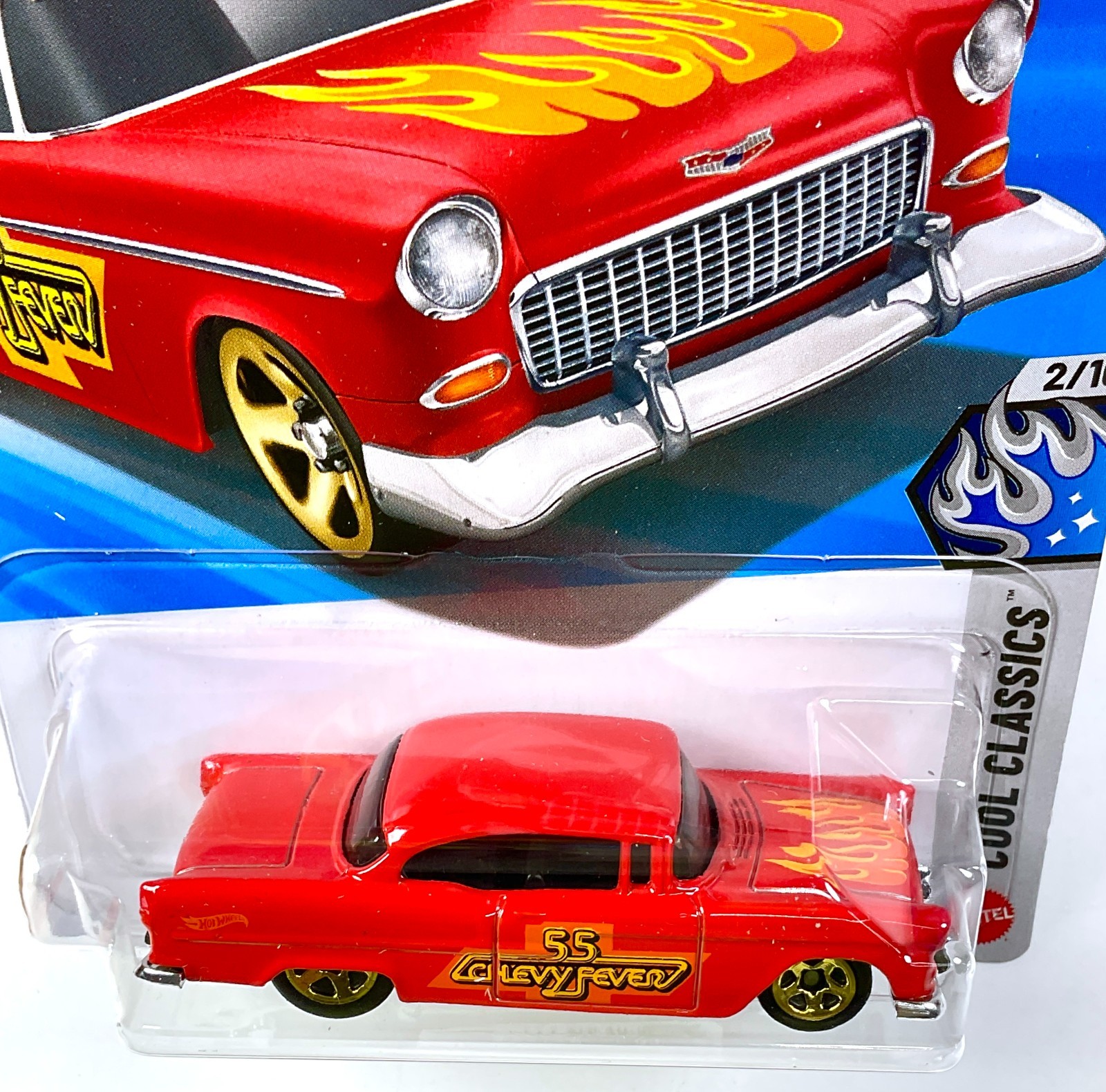 2026 K Case Hot Wheels Classics 1955 ’55 Chevy Red Flames 1:64 “Chevy Fever”