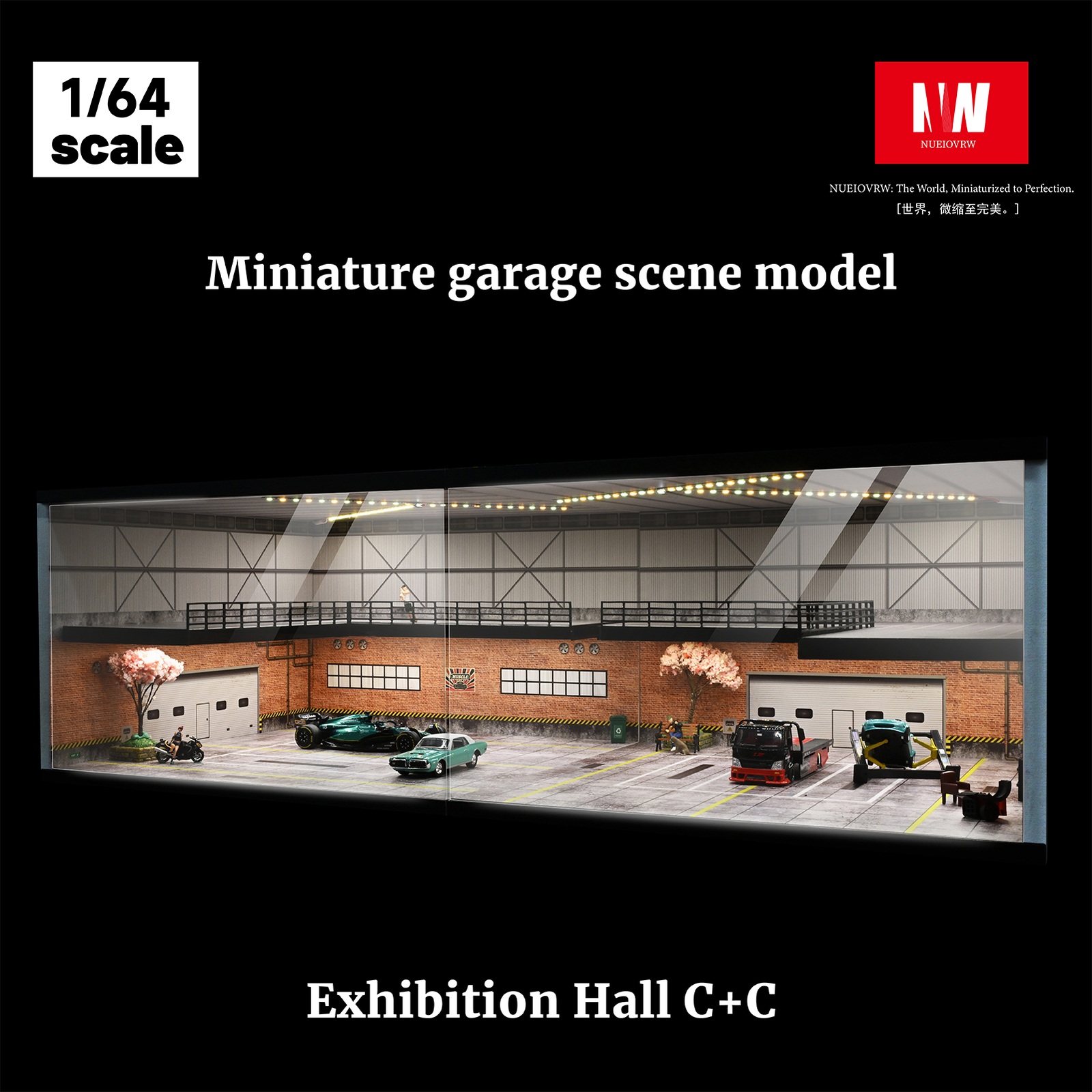 Diorama 1/64 Big Garage Model LED Lighting Parking Lot Scene Display Case Toy US