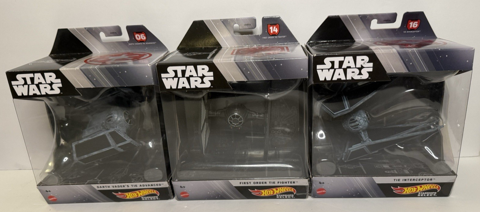 Lot of 3 Star Wars Starships Select Vader Tie Advanced Tie Fighter Interceptor