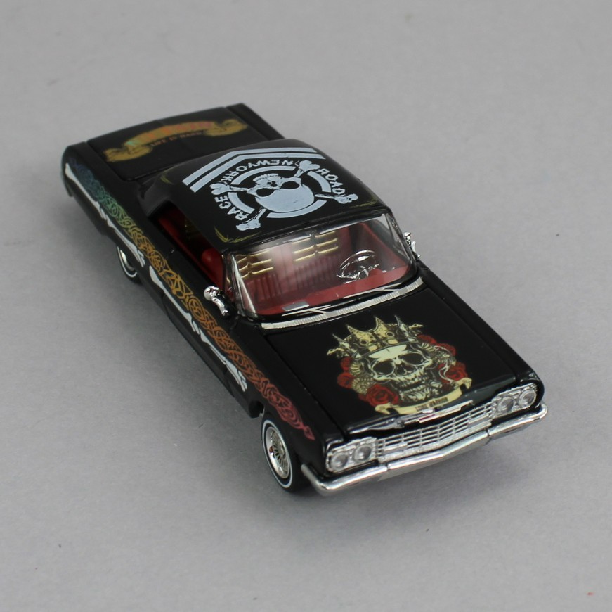 1:64 *FINE WORKS 64* Black “BONES” Chevrolet IMPALA *LOWRIDER* High Detail NIB