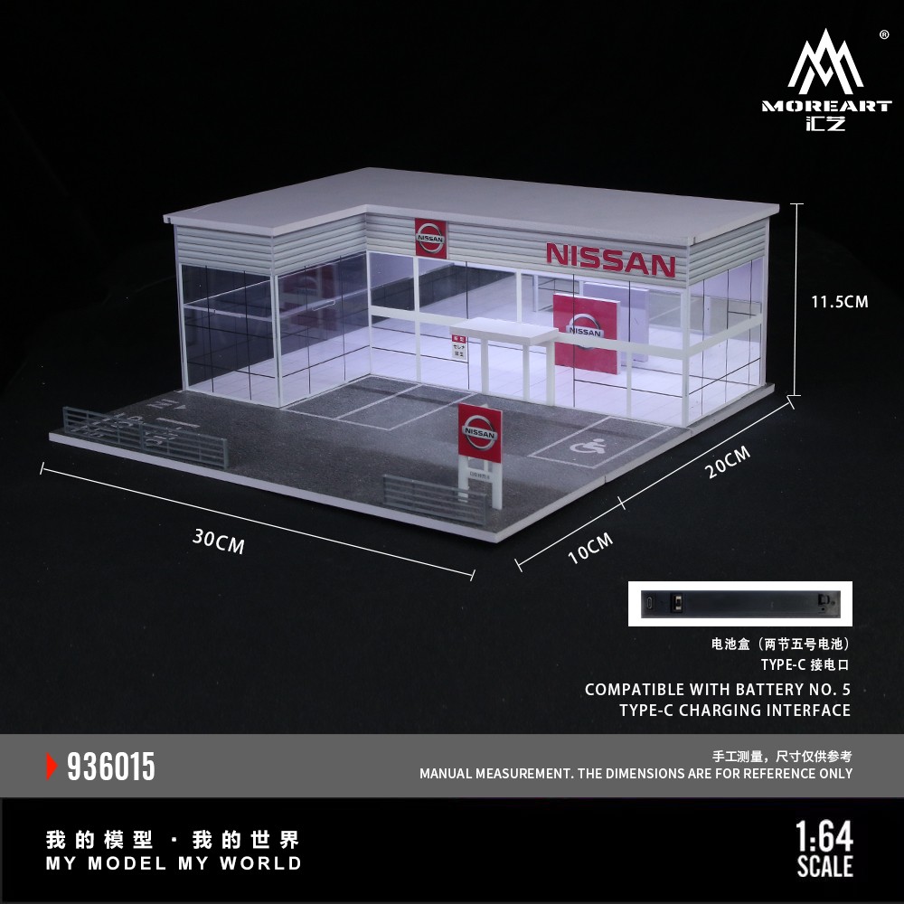 Diorama 1/64 Diecast Garage Model LED Lighting Showroom Scene Parking Lot Model