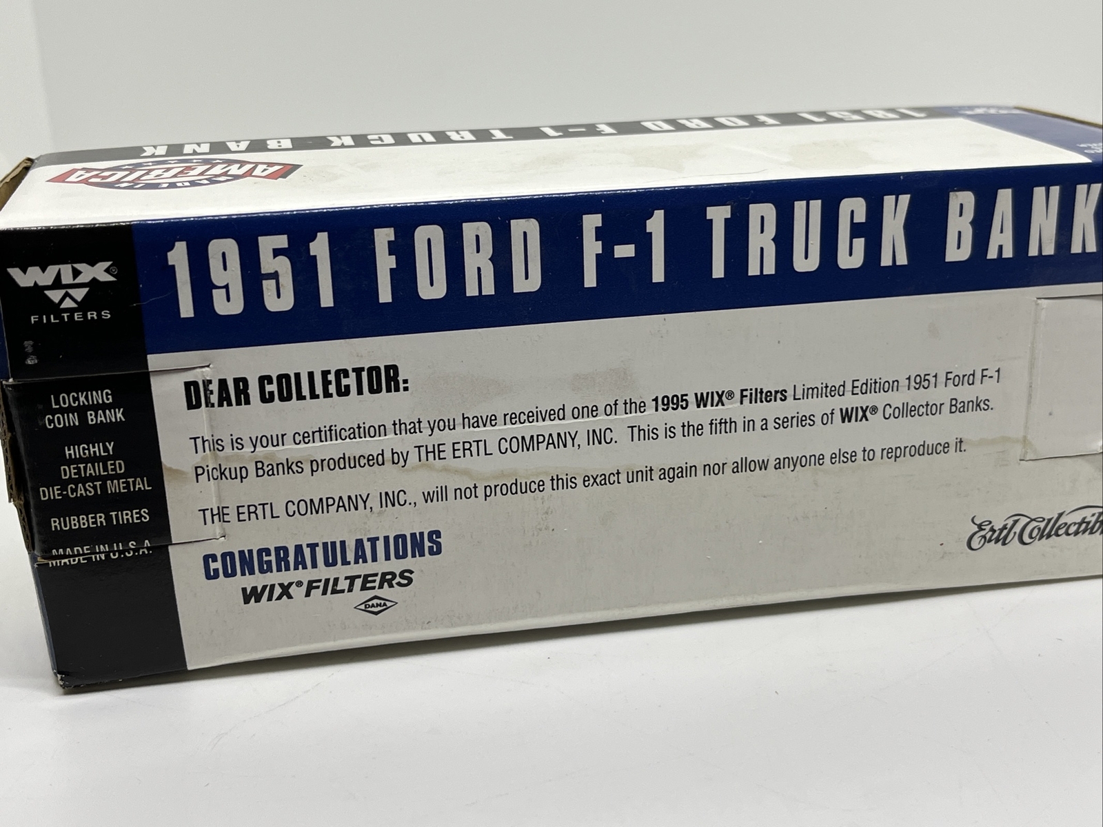 1951 Ford F-1 Pickup Truck Bank WIX Filters ERTL Collectibles Bank 1995 *READ*