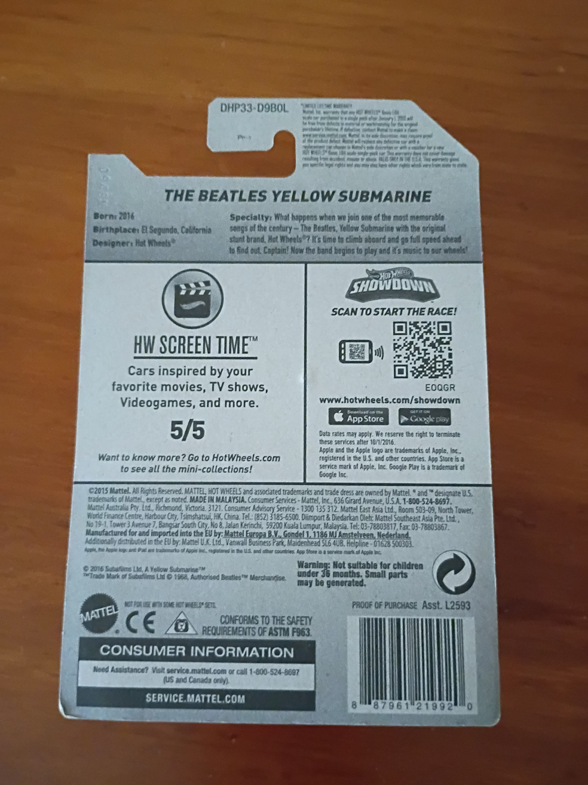 2016 Hot Wheels The Beatles Yellow Submarine HW Screen Time 5/5 (225/250) HC49
