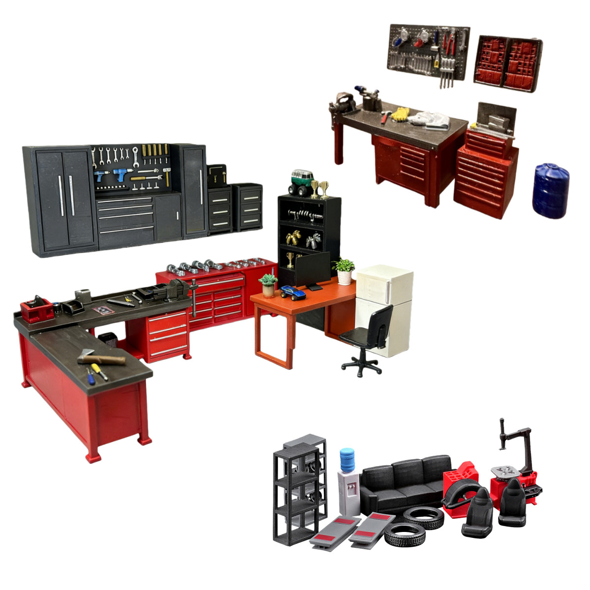 1/64 Diorama Car Garage Workbench Set Car Repair Workshop Display Props Model US