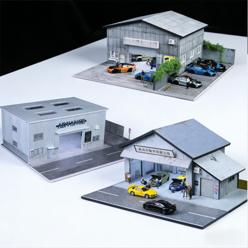 1/64 Diorama Garage Model With LED Parking Lot Display Case For Hot Wheels US