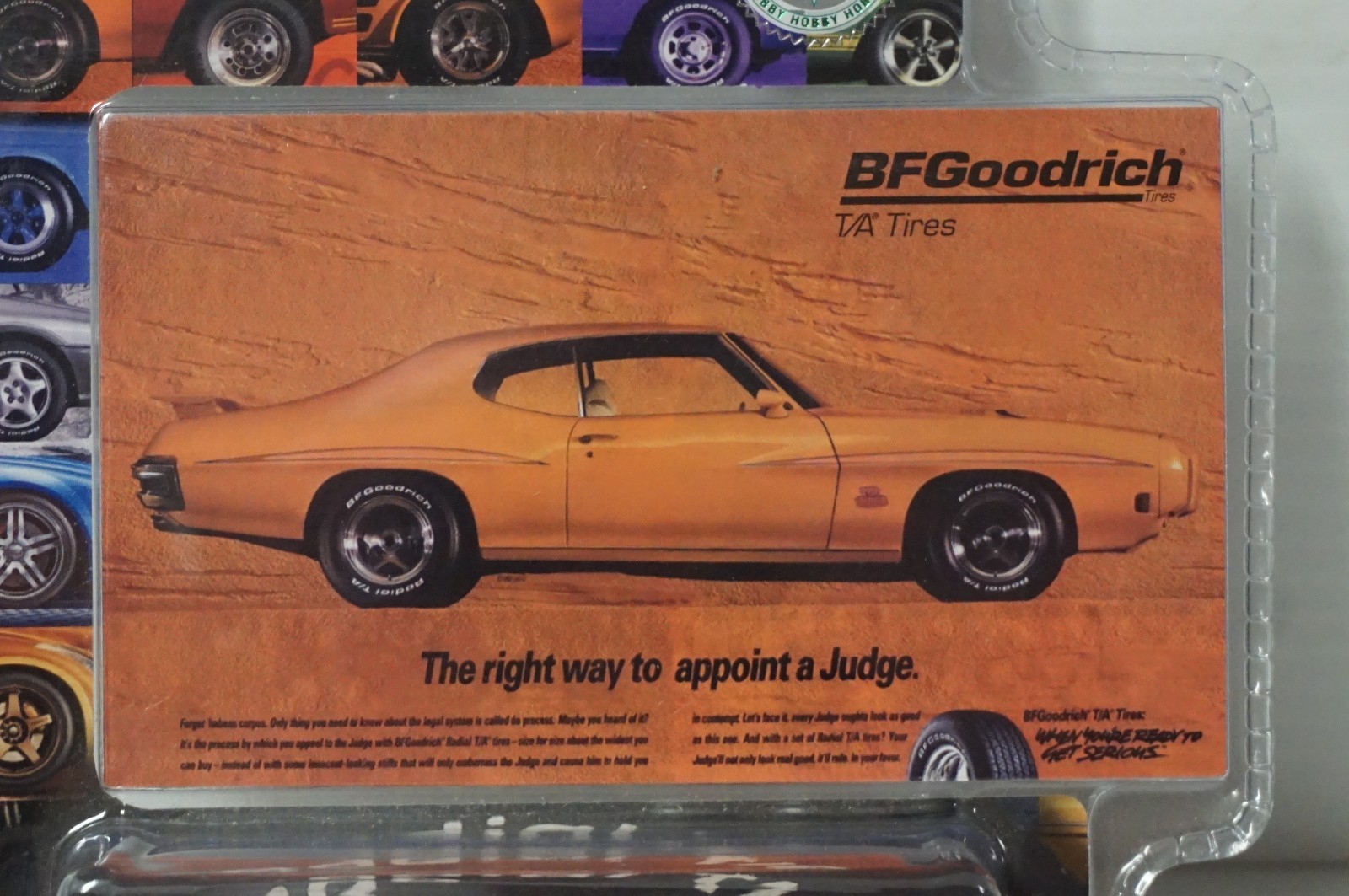 1/64 Greenlight 1970 Pontiac GTO Judge Orange Car BF Goodrich Ad Hobby Exclusive