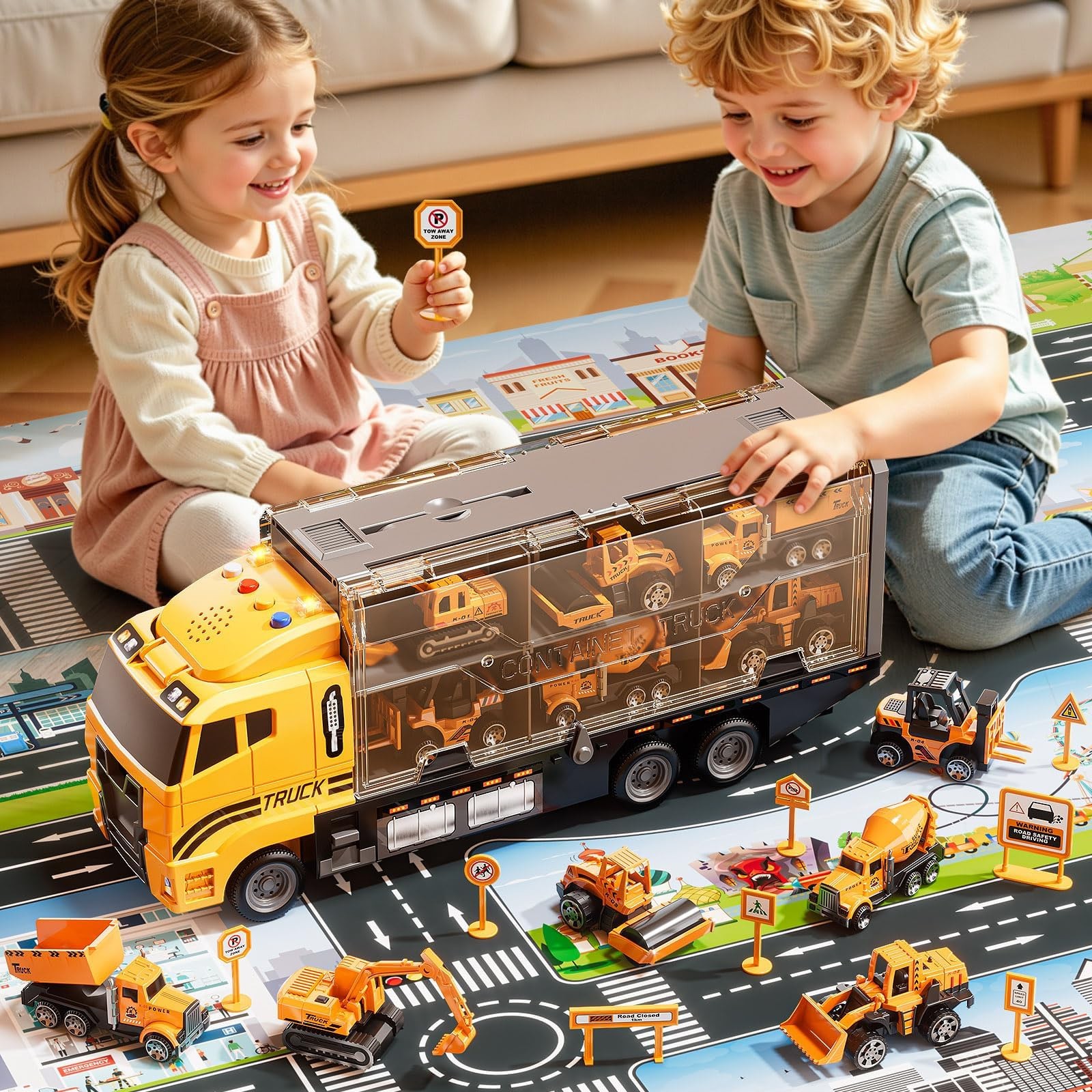 Carrier Truck Toddlers Toys for 3 4 5 6 7 Years Old Boys, Toy Truck Transport…