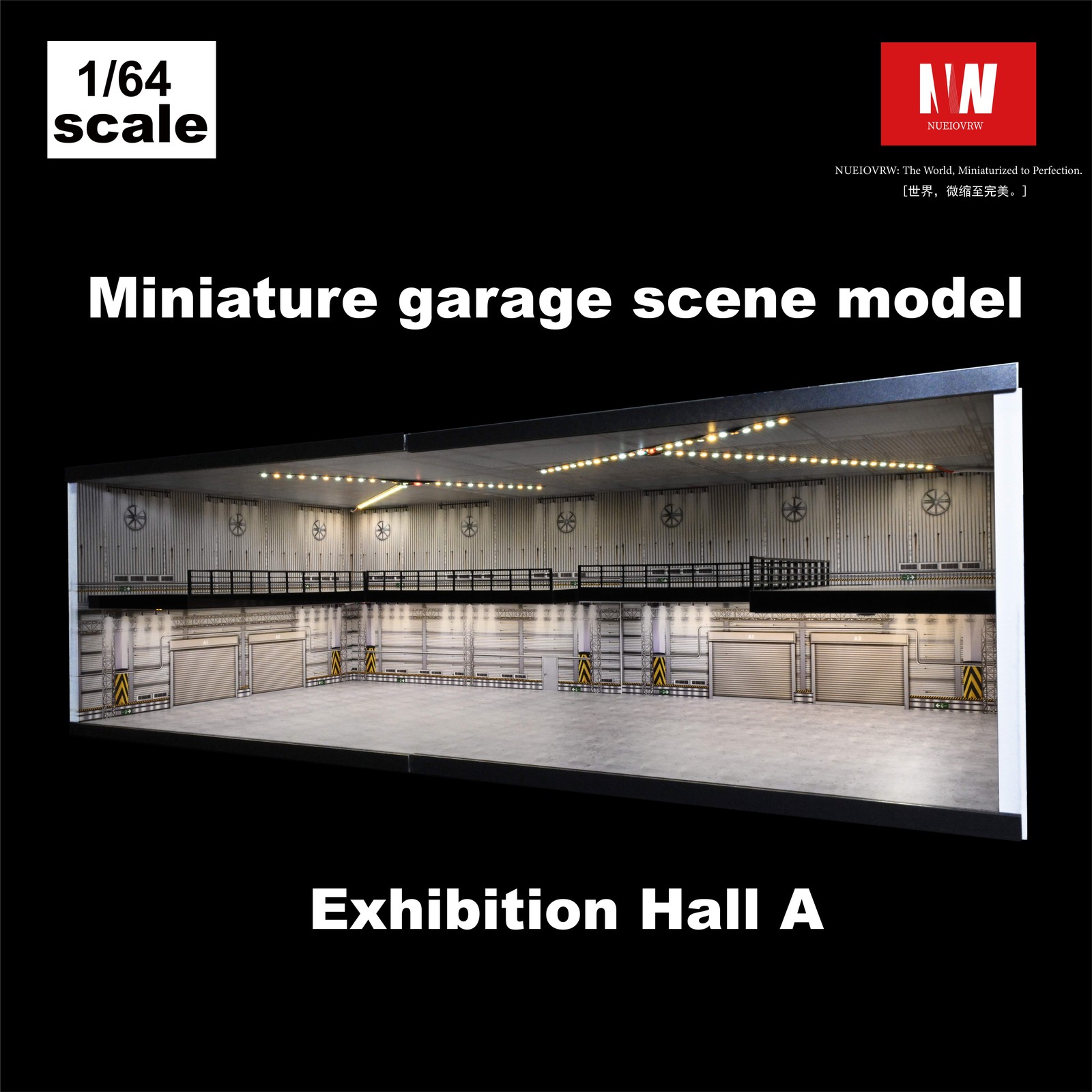 Diorama 1/64 Big Garage Model LED Lighting Parking Lot Scene Display Case Toy US
