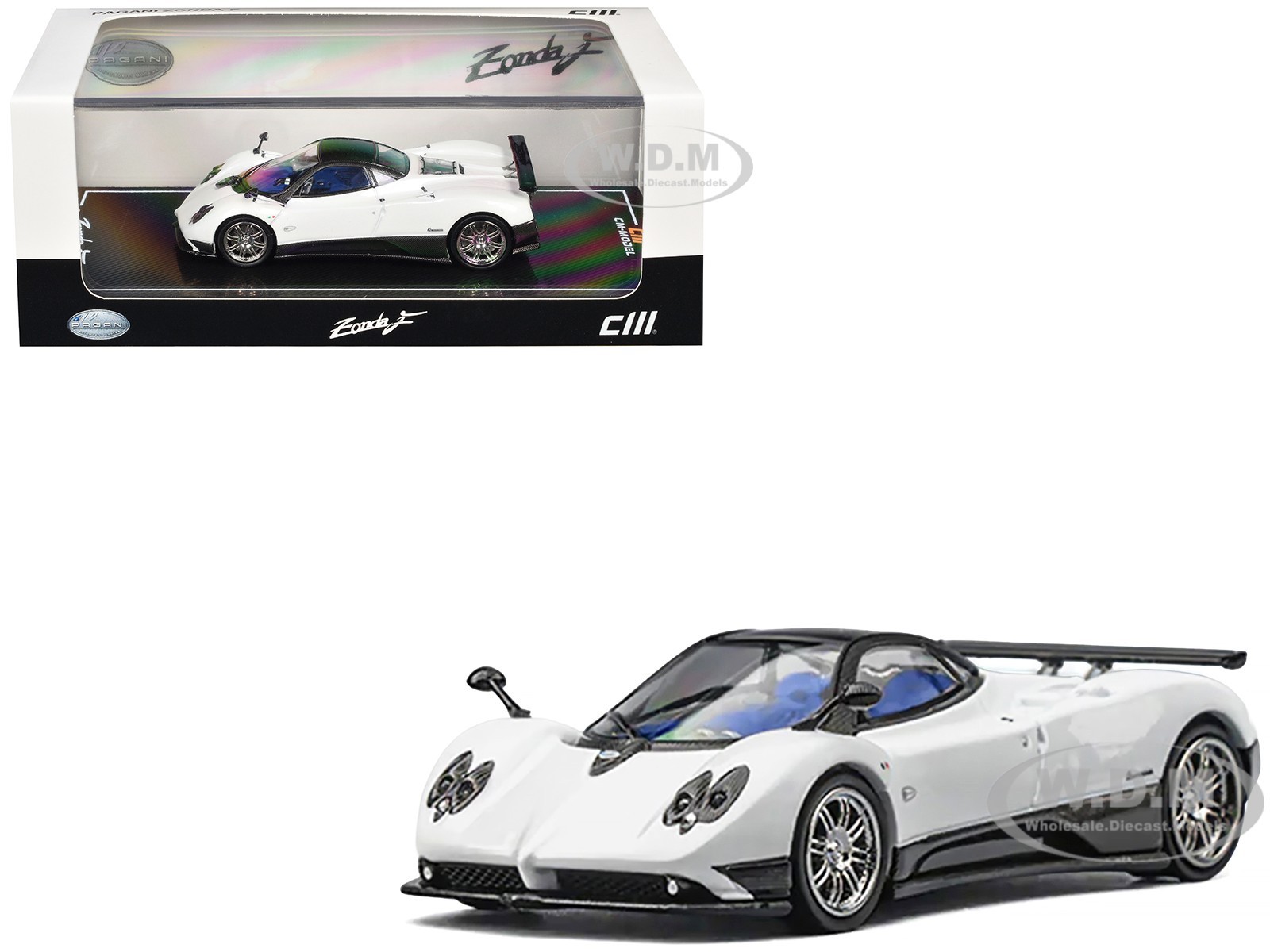 PAGANI ZONDA F PEARL WHITE 1/64 DIECAST MODEL CAR BY CM MODEL CM64-ZONDAF-01