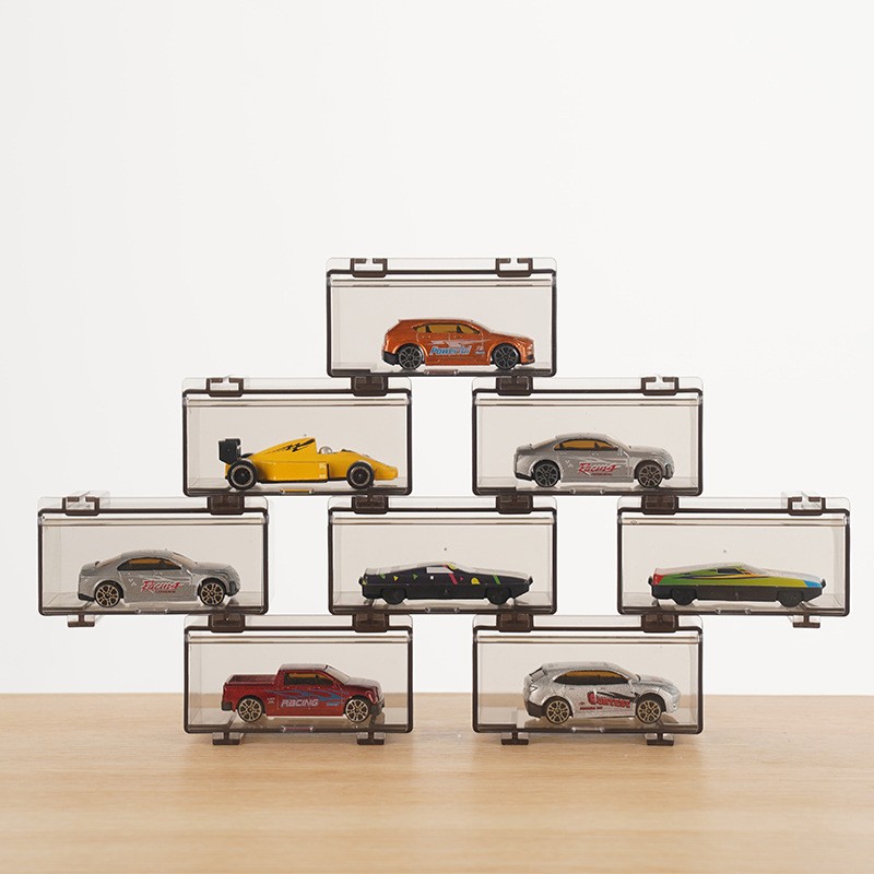 Display Case Storage Box For Hot Wheels 1/64 Car Stackable Toys Collection Gray