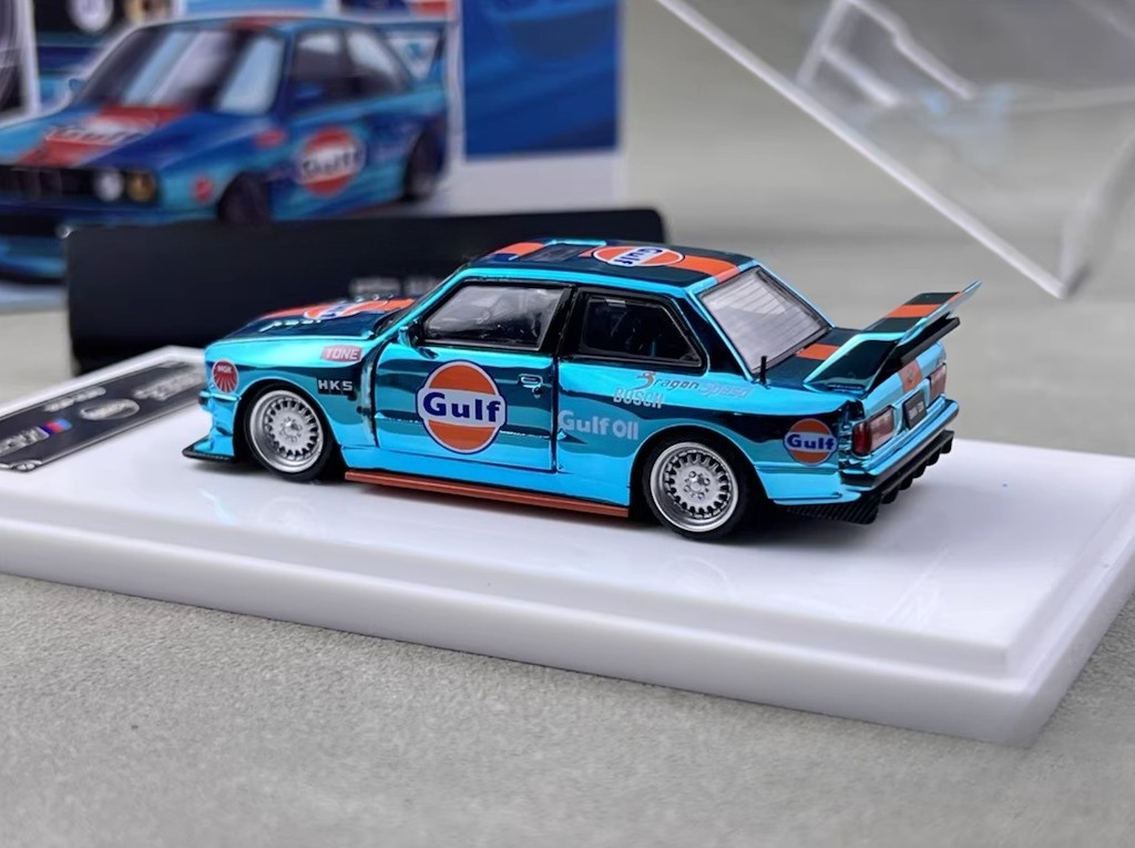 DK 1:64 Plating Blue Gulf M3 E30 Coupe Open Sports Diecast Model Car Collect New