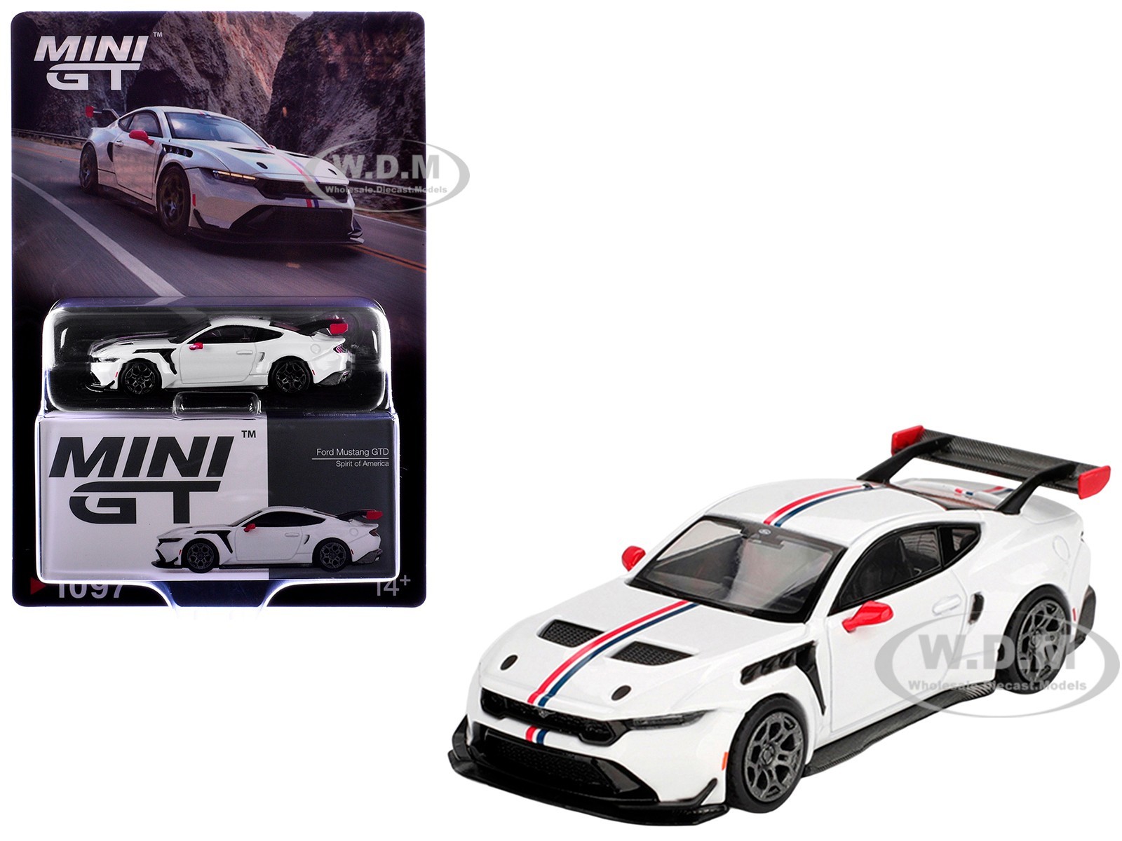 FORD MUSTANG GTD SPIRIT OF AMERICA WHITE 1/64 DIECAST MODEL BY MINI GT MGT01097