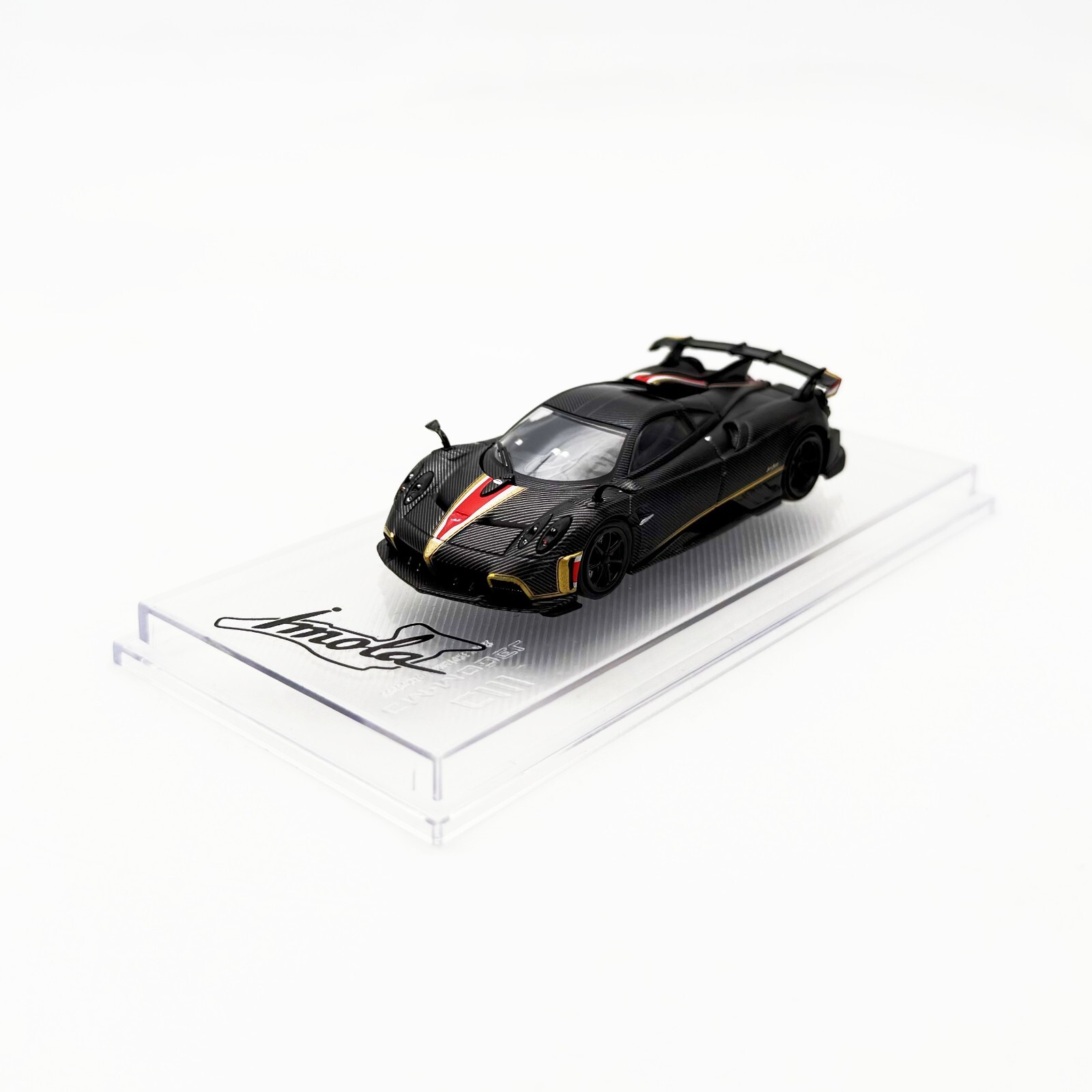 CM Model 1:64 Pagani Imola Full Drycarbo Black with Extra wheels