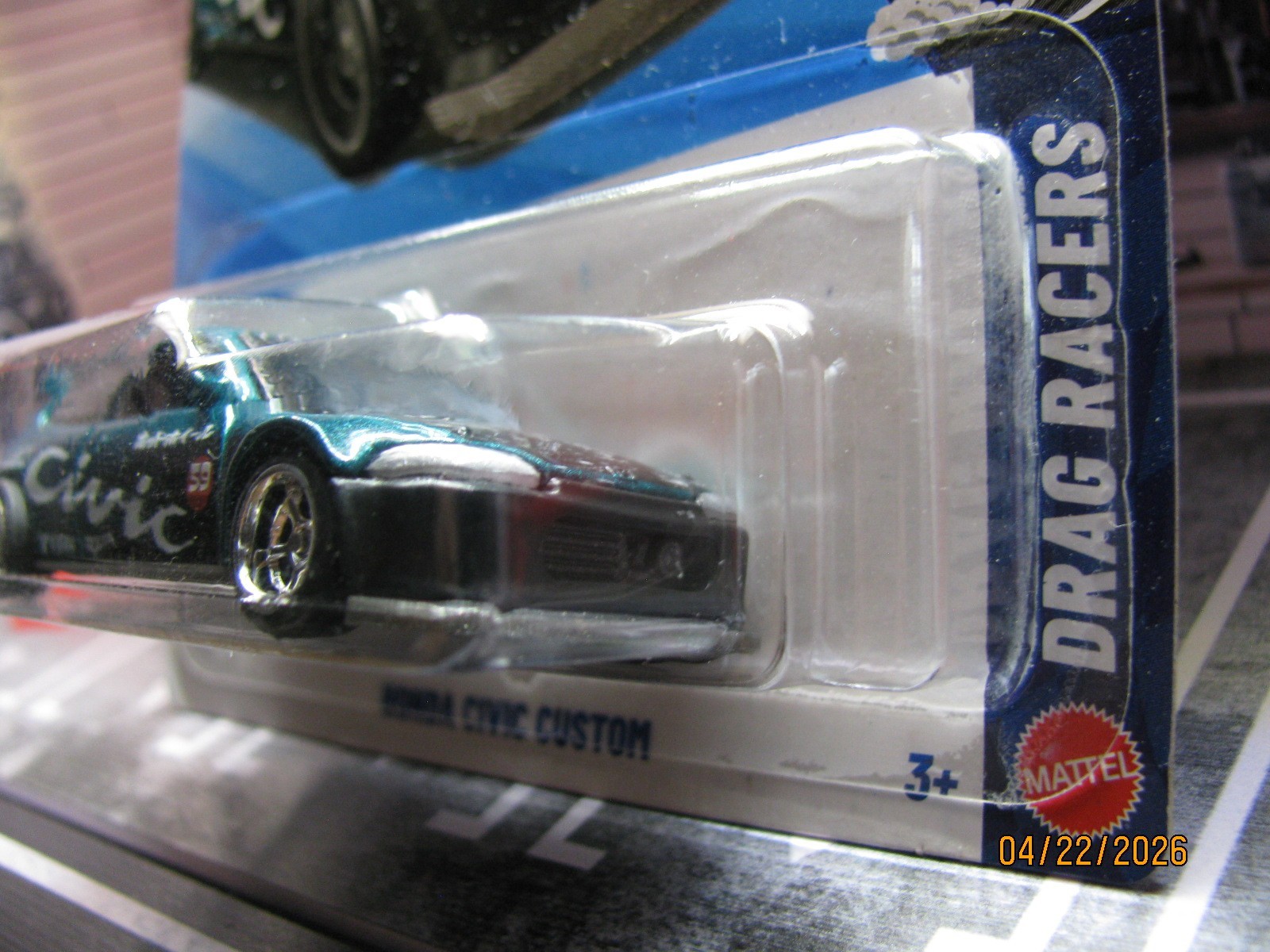 2026 Hot Wheels Honda Civic Custom Green #159, w/Real Riders Wheel Swap