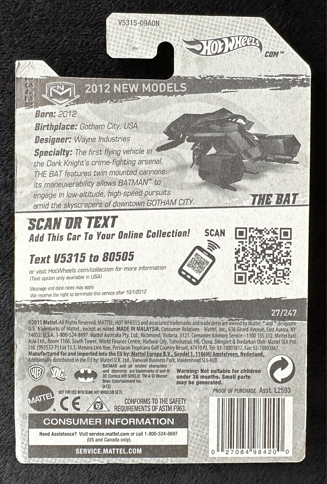 Hot Wheels Batman – 2012 New Models – The Bat