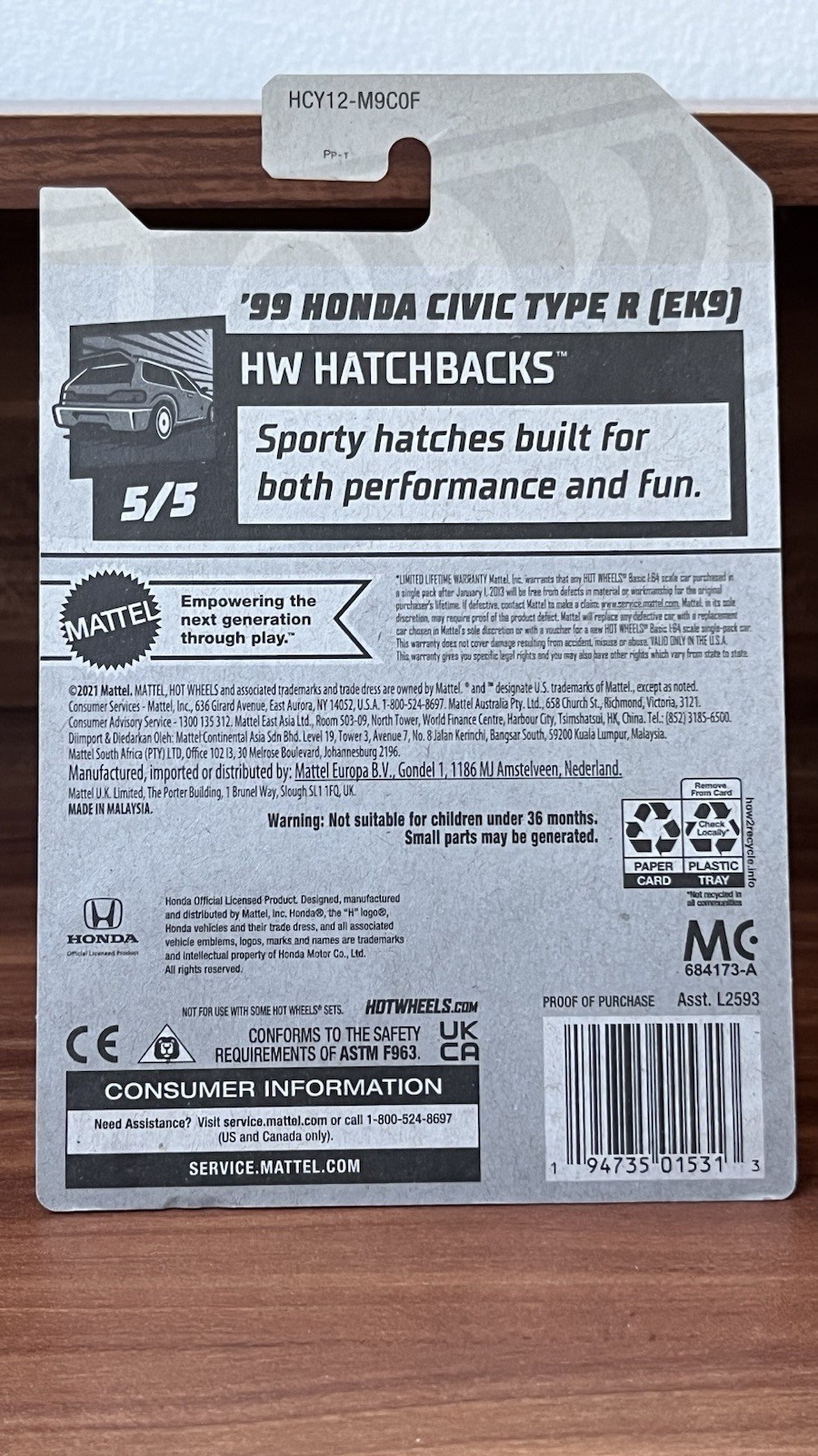 MINT Hot Wheels EK9 Honda Civic Type R Super Treasure Hunt Golden Nugget + Extra