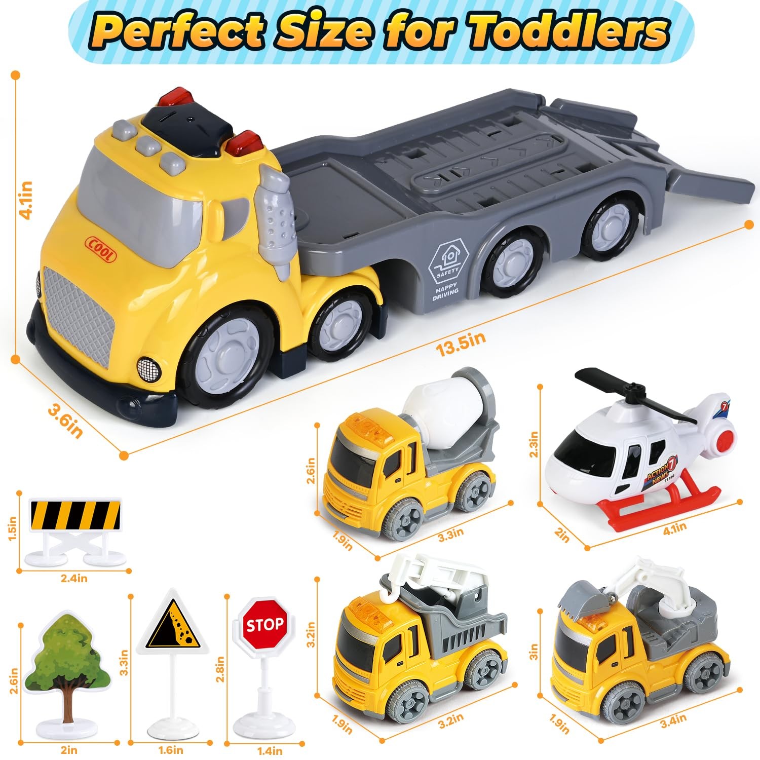 Toddlers Truck Toys,Boy Toys Gifts for 1 2 3 Years Old,5 in 1 Construction Tr…