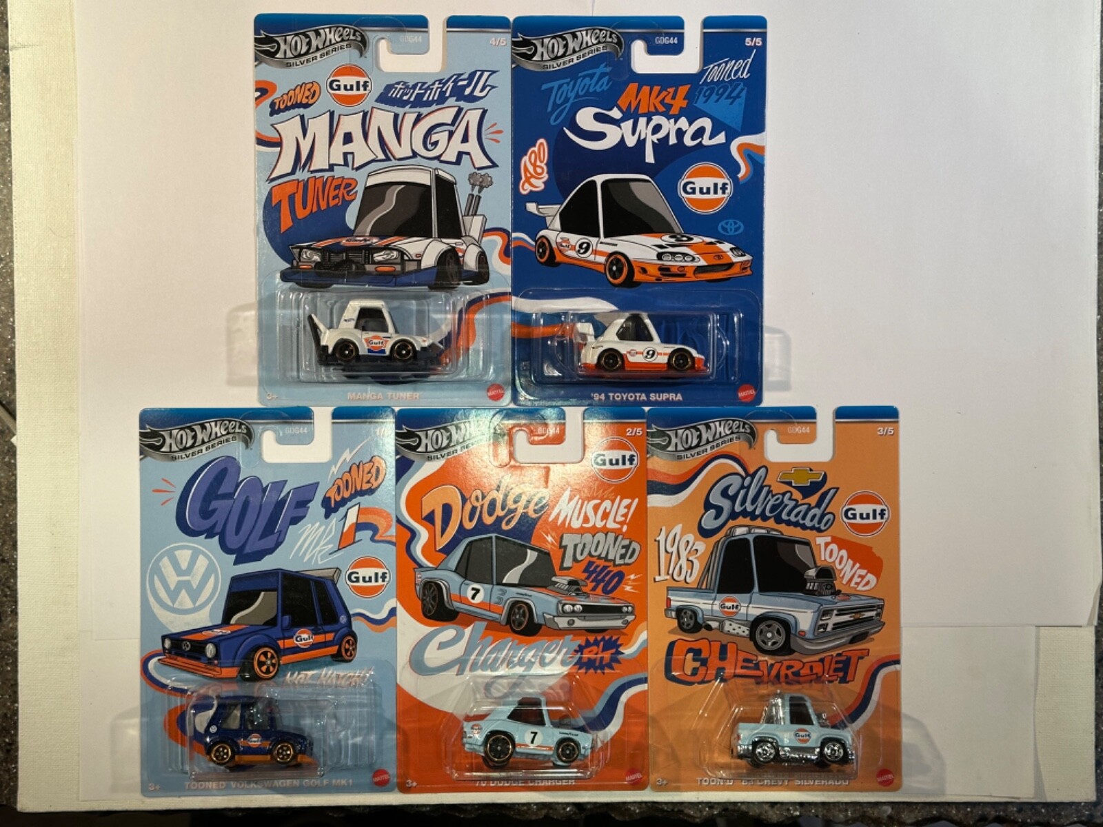 2025 🔥 HOT WHEELS, SILVER SERIES, TOONED GULF, SET OF 5