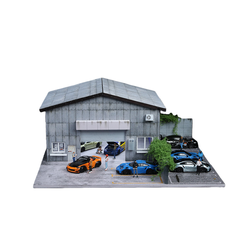 1/64 Scale Diorama Diecast Light‑Up LED Repair Shop Building Display Model