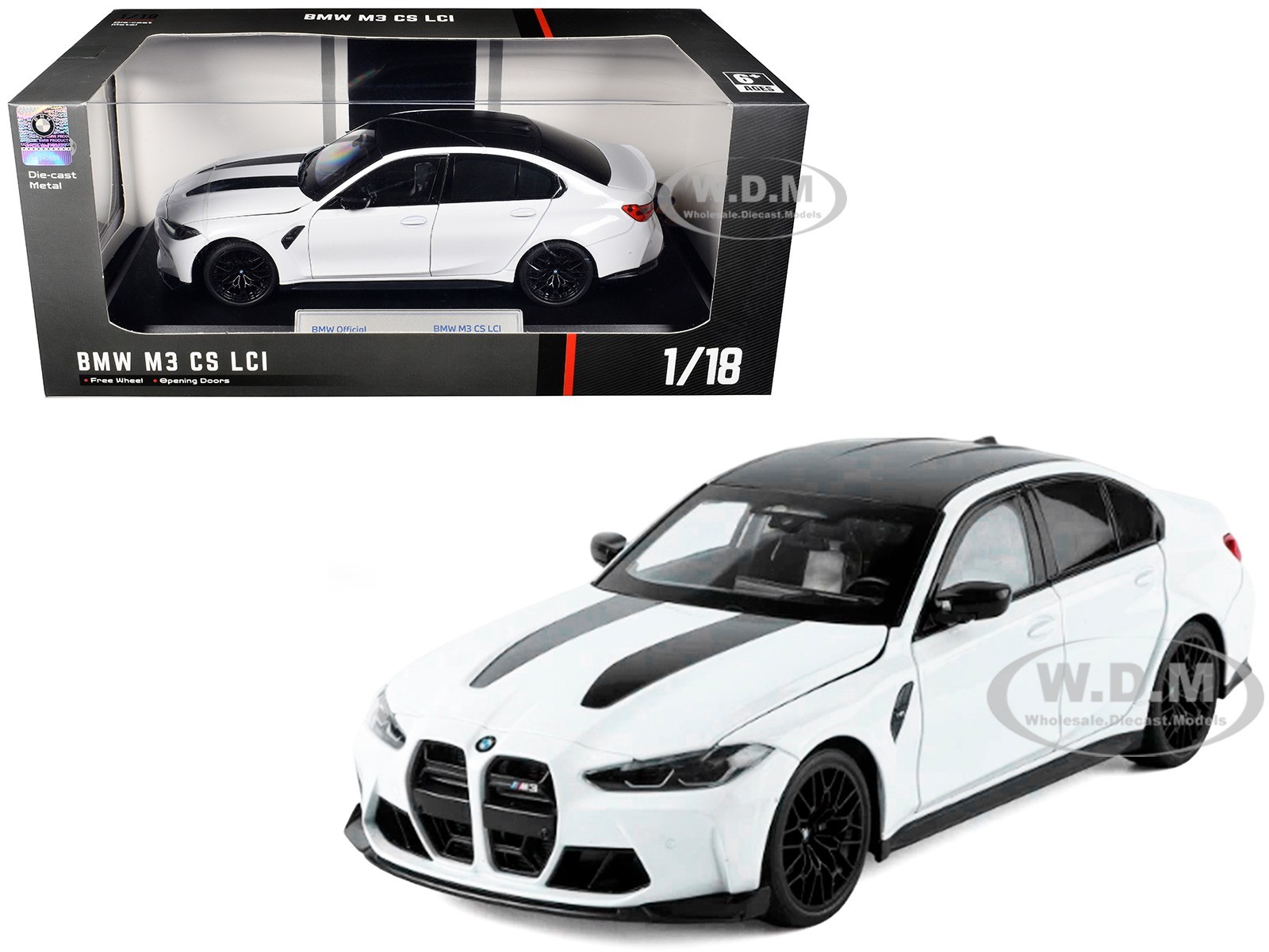 BMW M3 CS LCI WHITE 1/18 DIECAST MODEL CAR BY HEIMANBA H1292 W