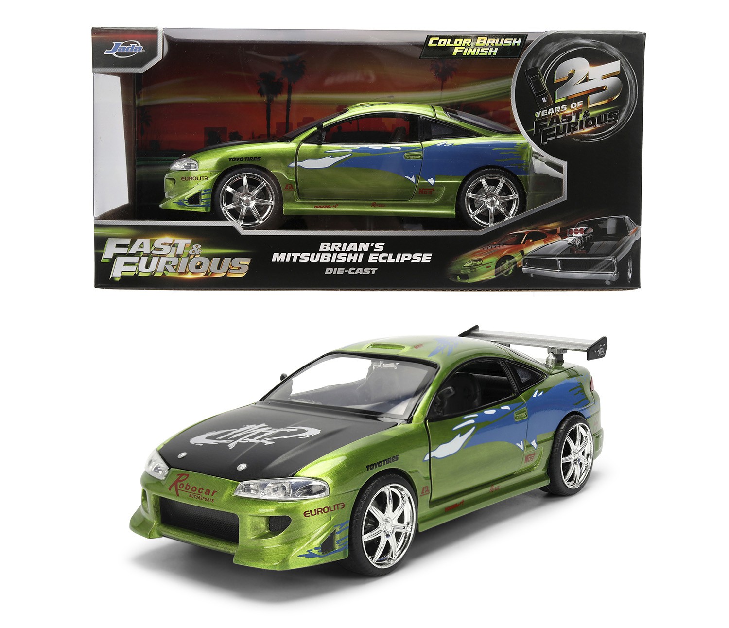 Jada Fast & Furious 1:24 1995 Mitsubishi Eclipse Brush Finished Color
