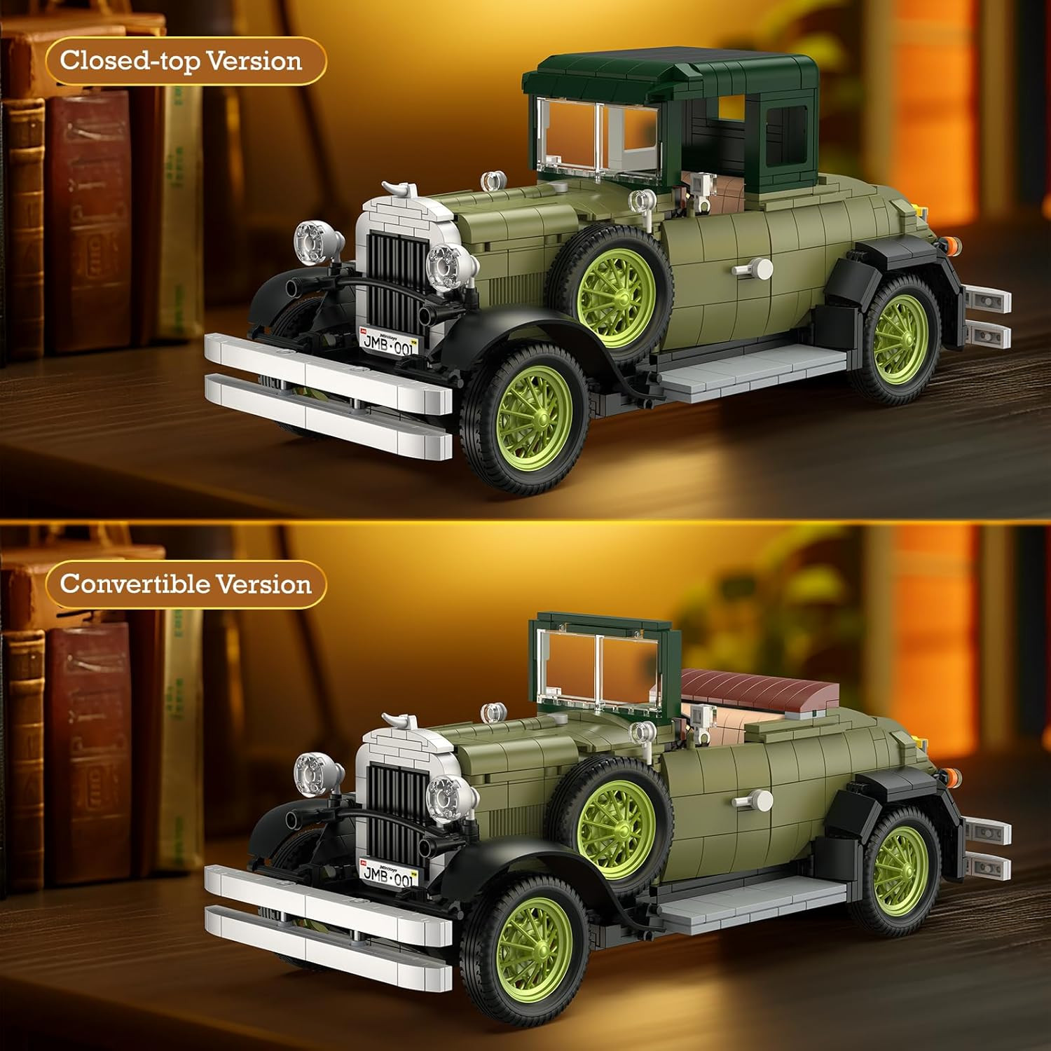 Vintage Cars Building Sets with Light for Adults, 50001 Classic Retro Convertibl