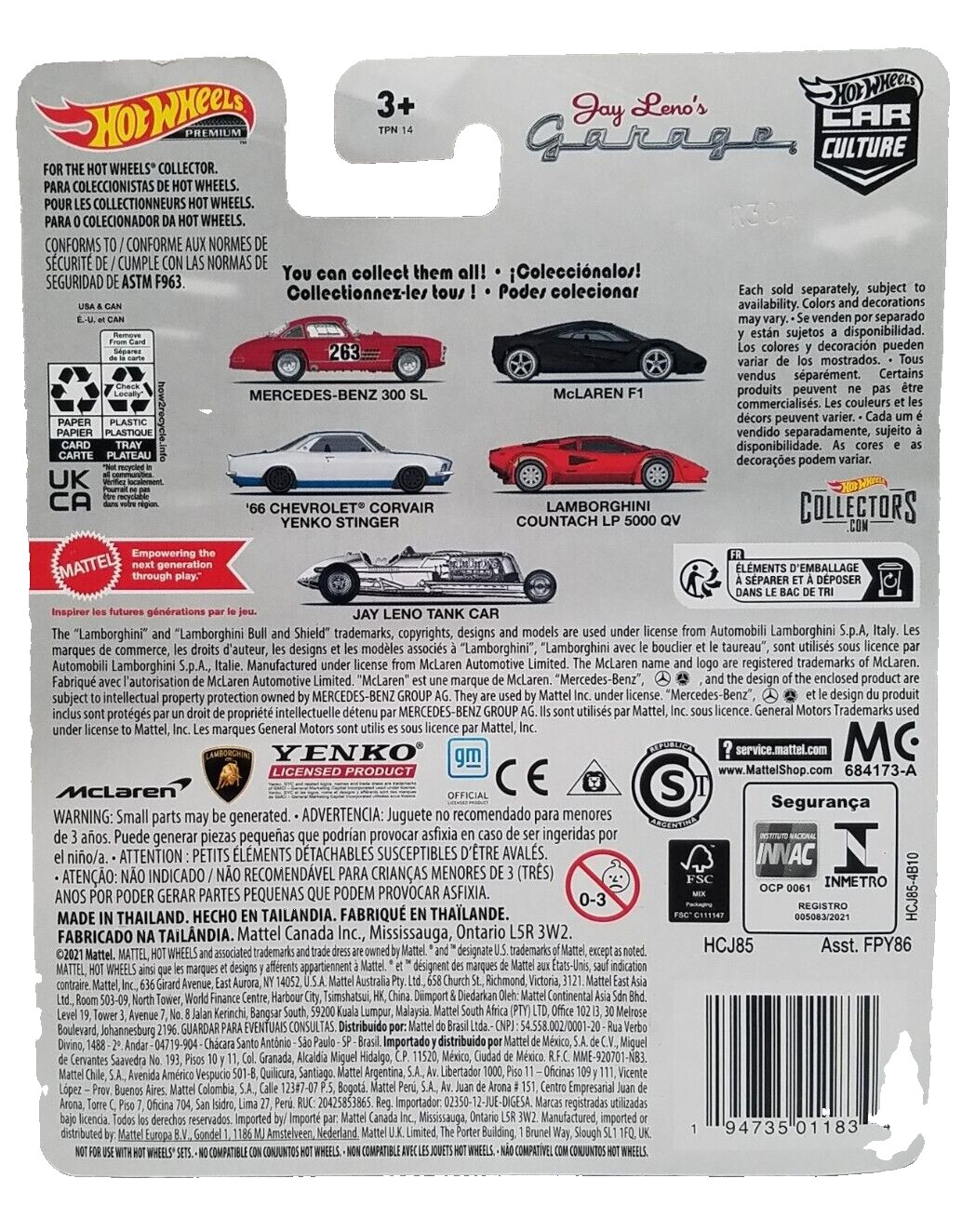 Hot Wheels Premiums Tank Car – Silver (HCJ85) Jay Leno MOC