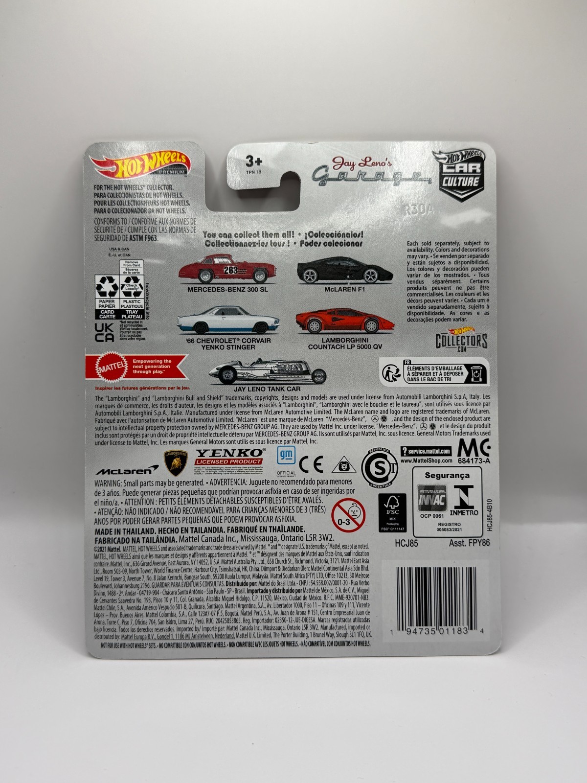 2022 Hot Wheels Car Culture Jay Leno’s Garage Jay Leno Tank Car