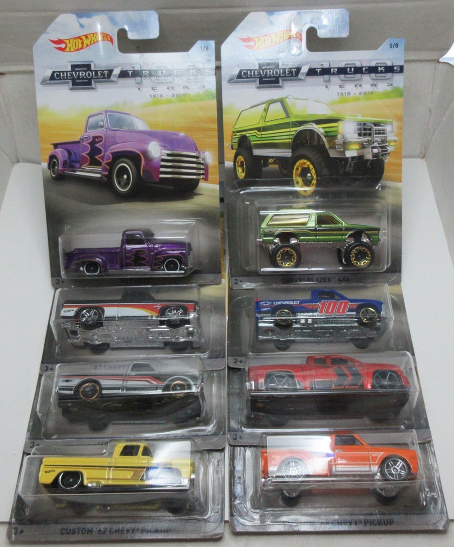 Hot Wheels 2018 100 Years of Chevy Trucks Complete 8 Car SET