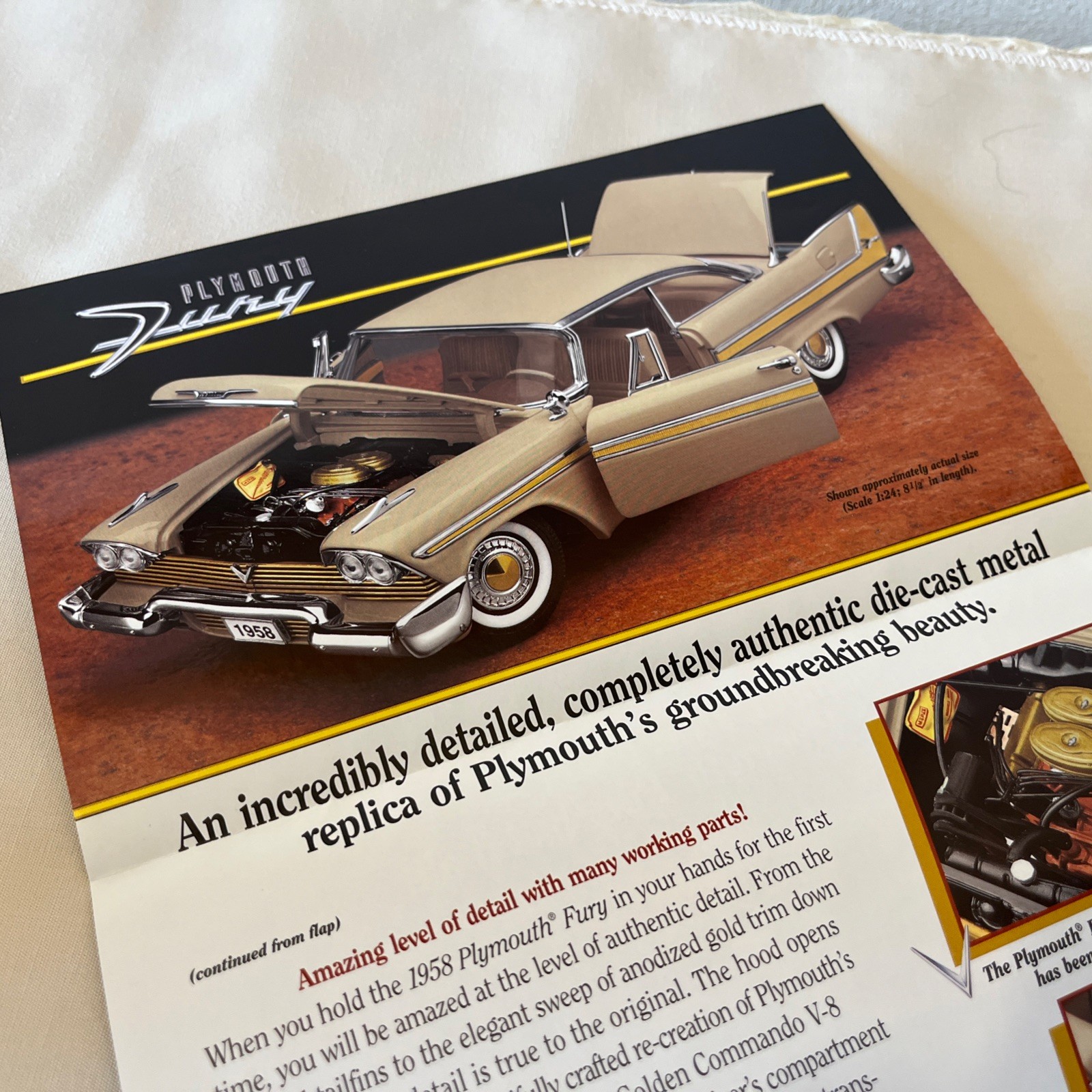 Danbury Mint 1958 Plymouth Fury Brochure Paperwork Only 1:24