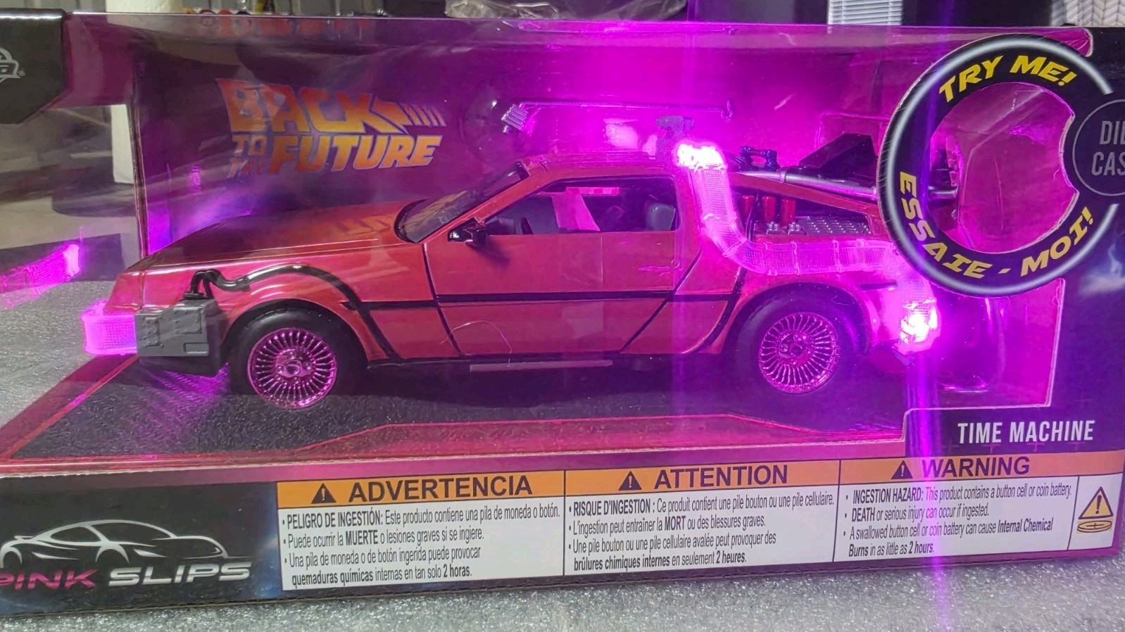 NEW Jada Pink Slips Back to the Future DeLorean Time Machine PINK CHASE 1/24