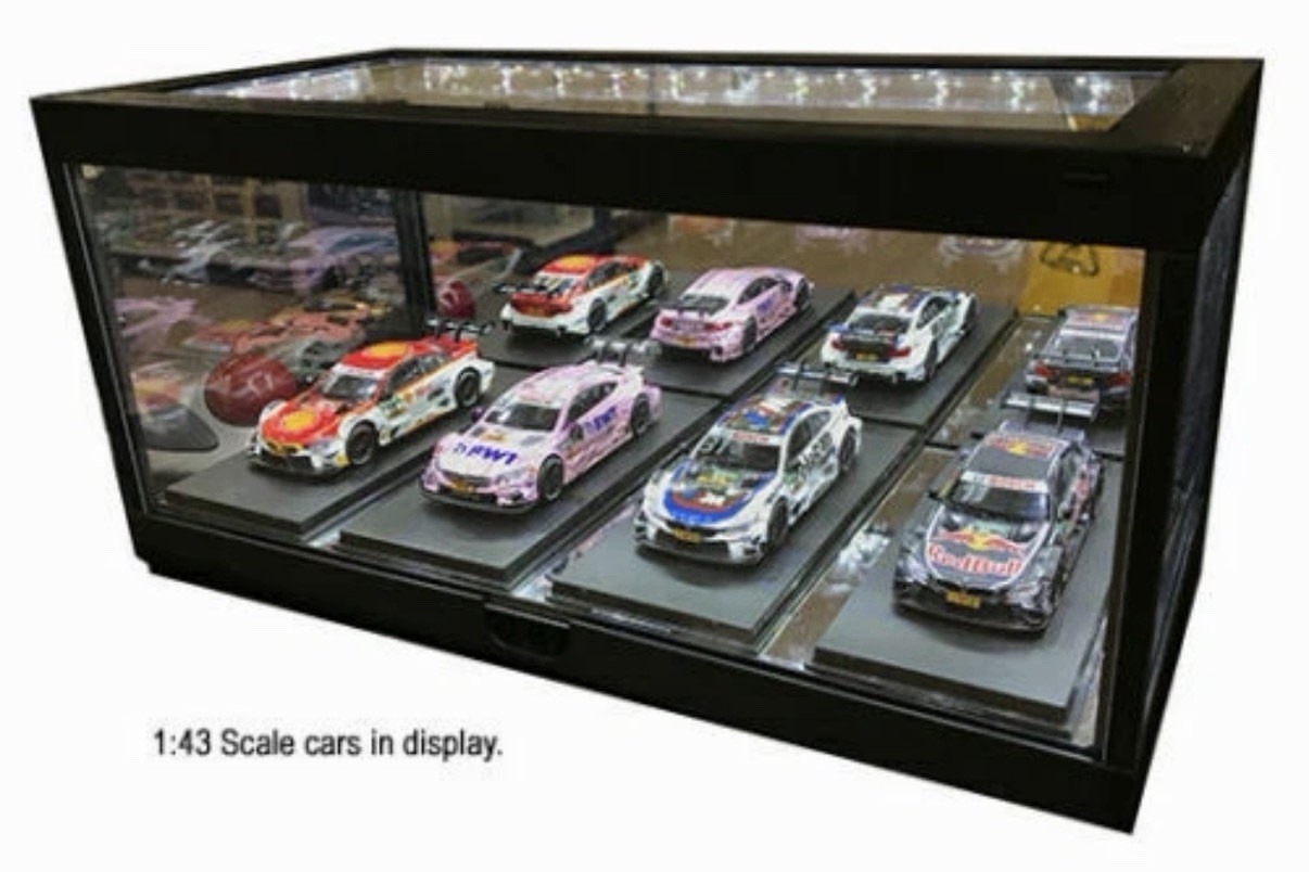 Collectible Display Show Case Illumicase+ LED Lights Mirror Base and Back, BLACK