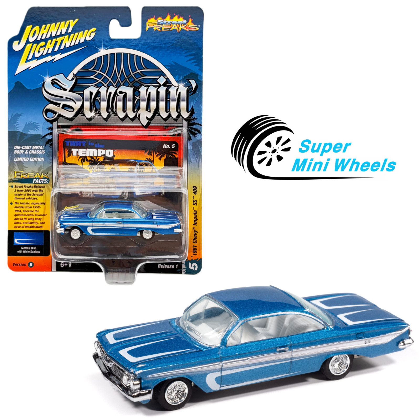 Johnny Lightning 1:64 1961 Chevy Impala SS 409 Blue