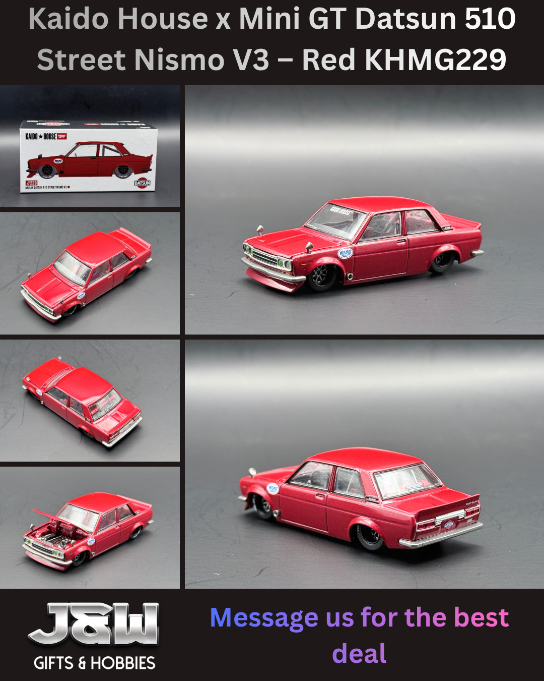 Kaido House x Mini GT Datsun 510 Street Nismo V3 Red #229 1/64