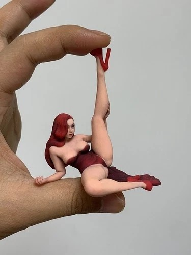 USA Miniature Figure Scene Props 1/18 Red Dress Beauty Girl Diorama Resin Sculpt