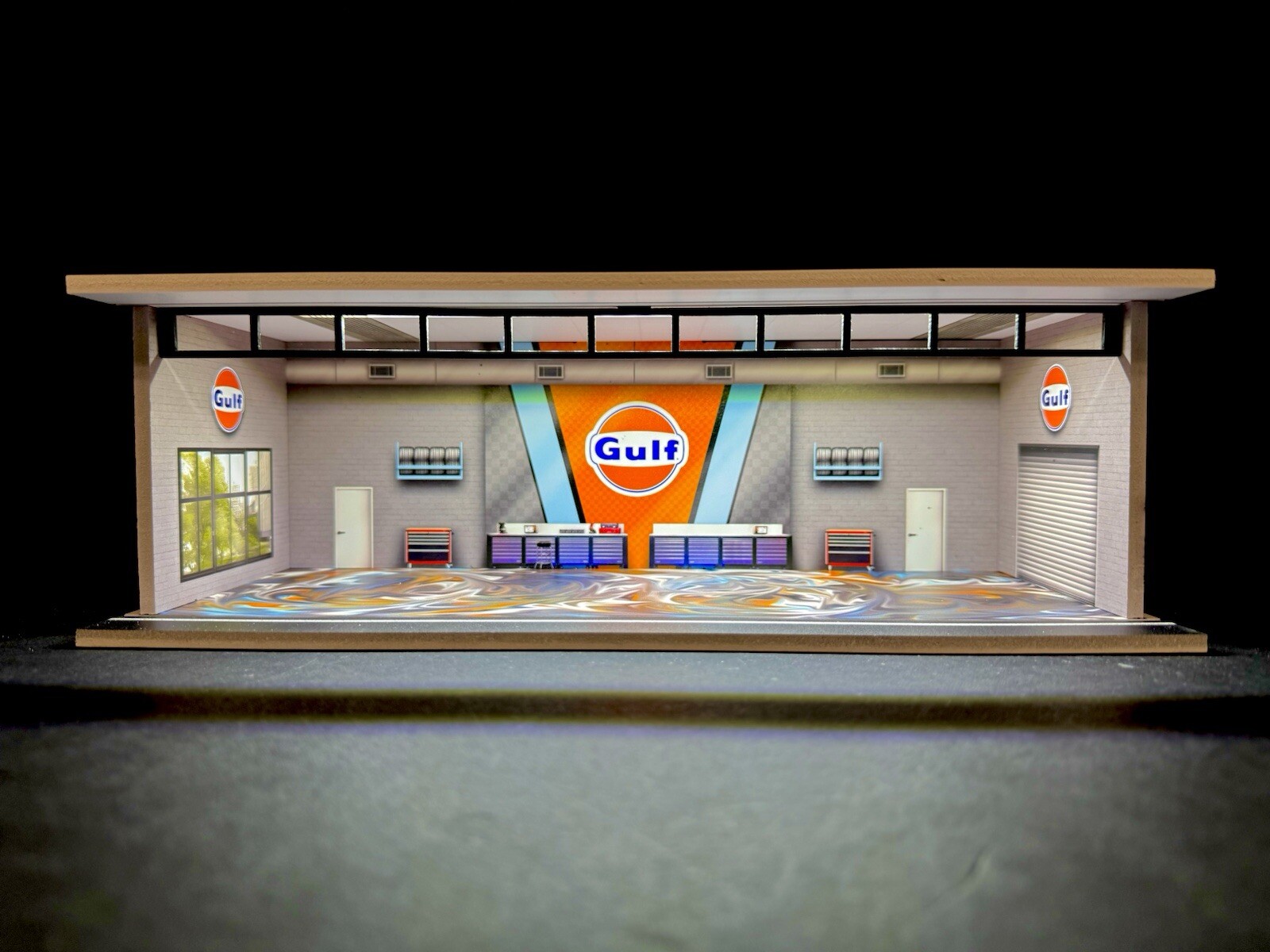 Gulf V3 Theme FOR Hot Wheels 1:64 Model Diorama Garage LED Lighting!