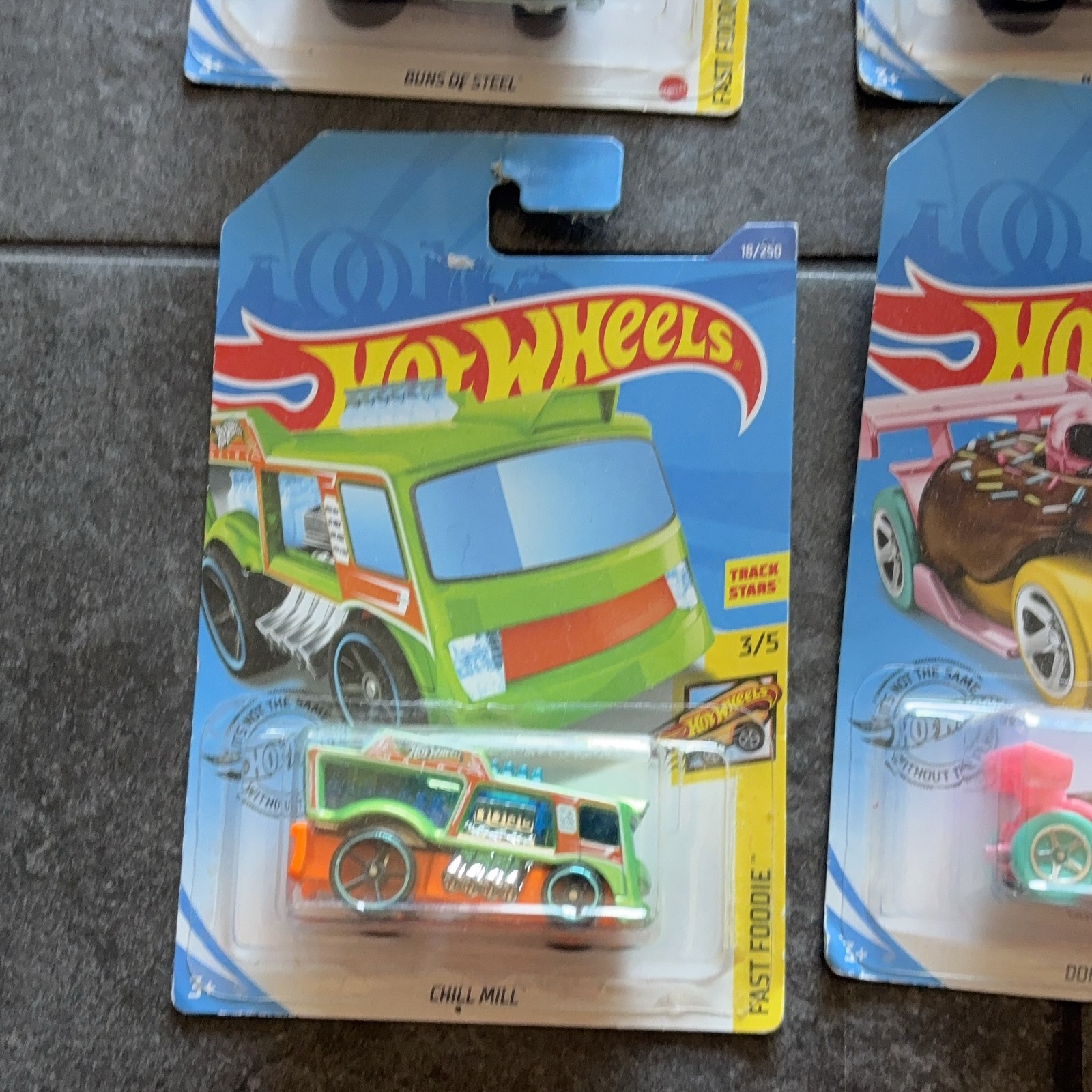 Hot Wheels Fast Foodie Lot 6 Buns Steel Donut Drifter Street Weiner Chill Mill