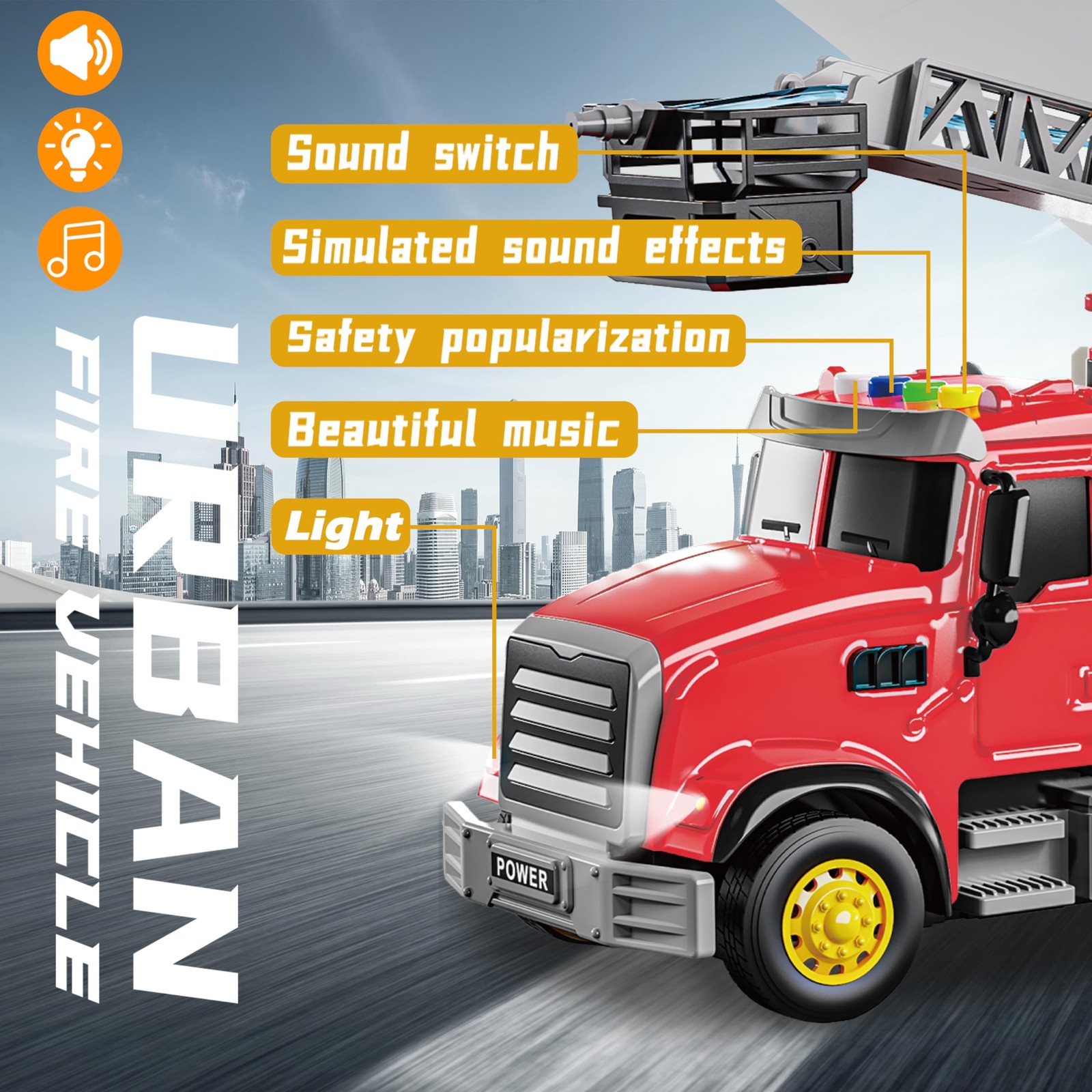 Fire Truck Toy with Sound & Light – 2pcs Firefighter & Water Sprinkler with W…