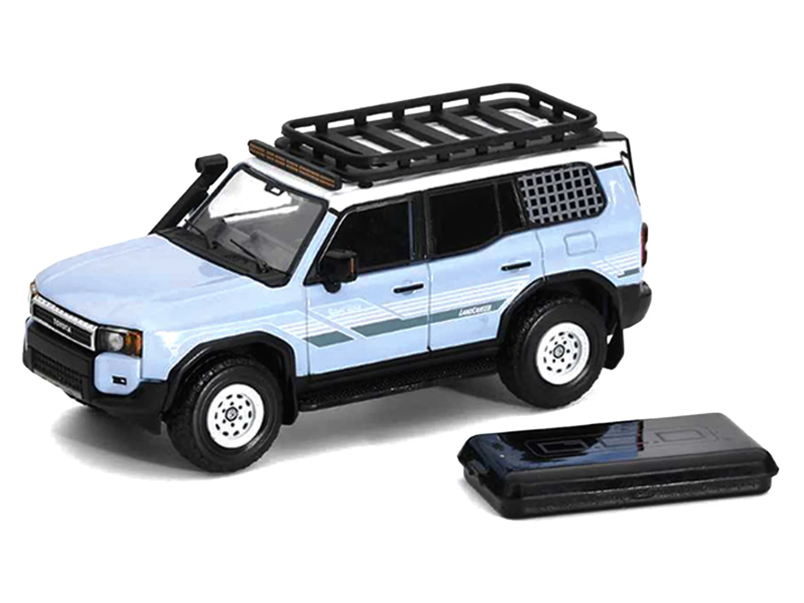 2024 Toyota Land Cruiser Prado Light Blue with White Top and Stripes with Roof R