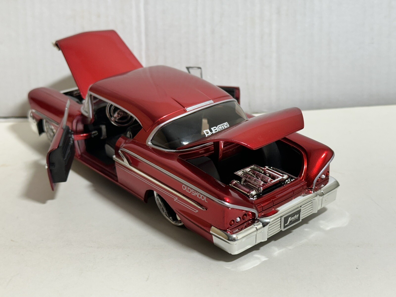 JADA DUB 1958 CHEVY IMPALA CANDY RED 1:24 DIECAST MODEL CAR NEW NO BOX