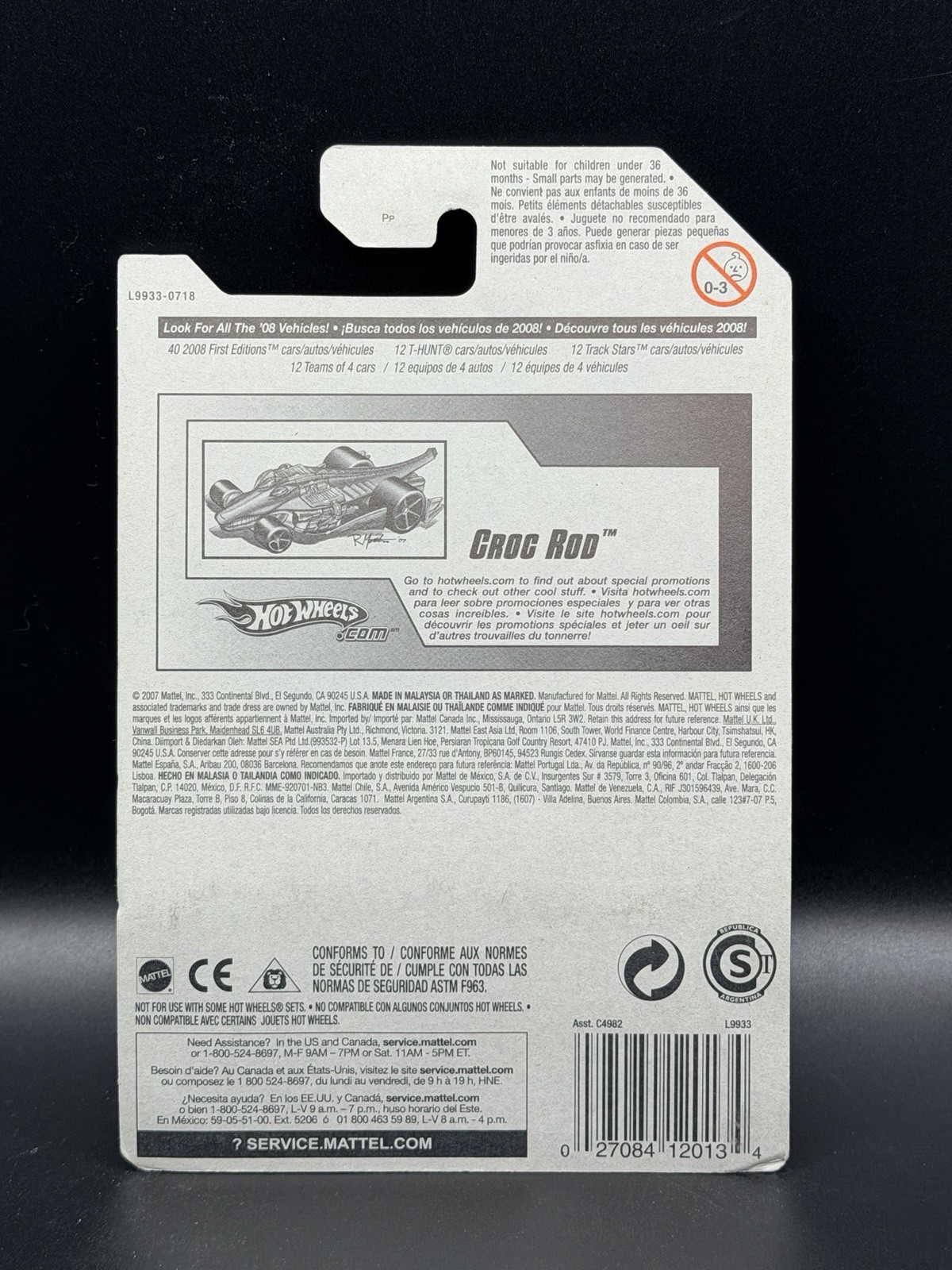 Hot Wheels Croc Rod 2008 First Editions 1:64 Diecast Green/Silver Unopened
