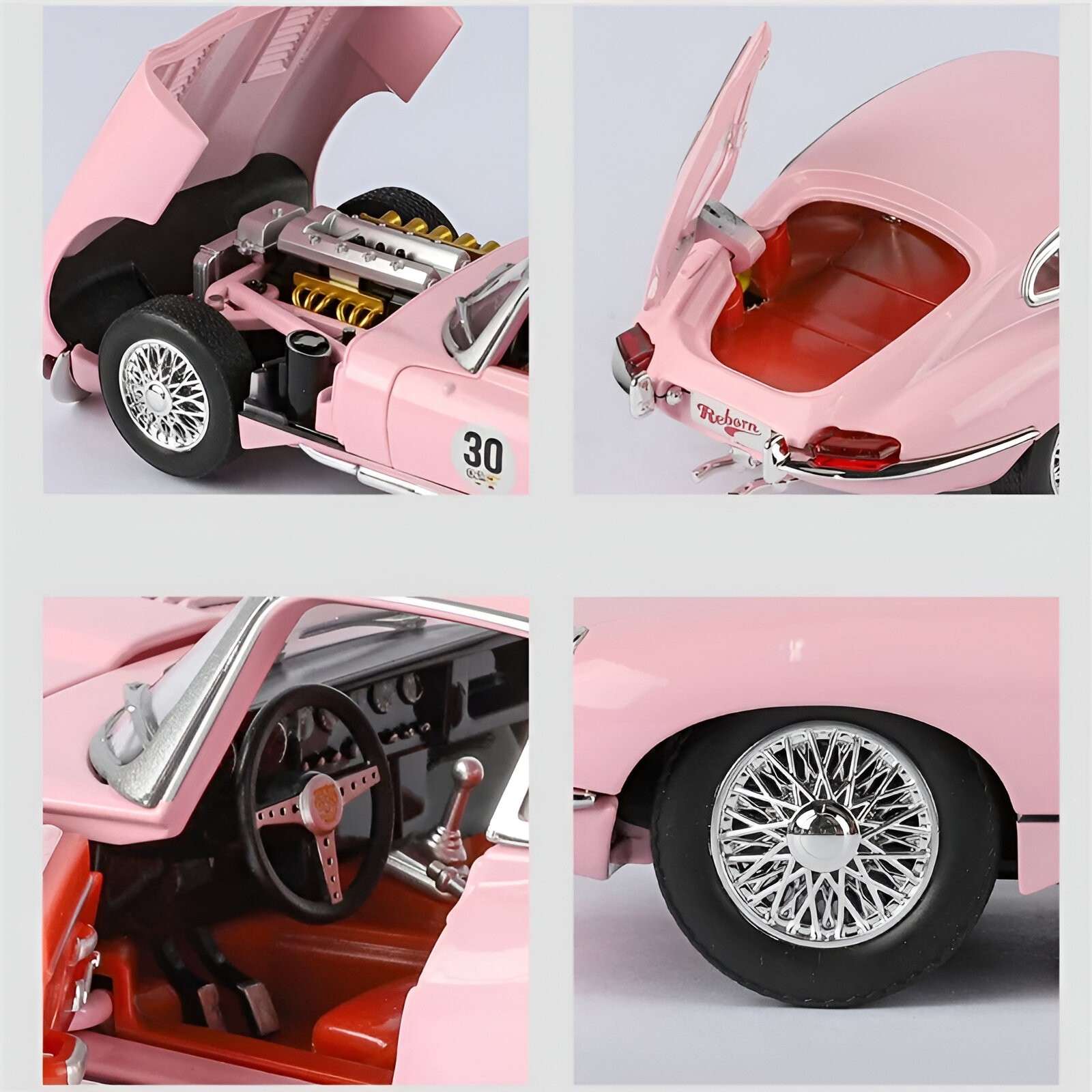 1:24 Jaguar E-Type Vintage Diecast Car – 1961 Classic Model w/ Light Toy Gift