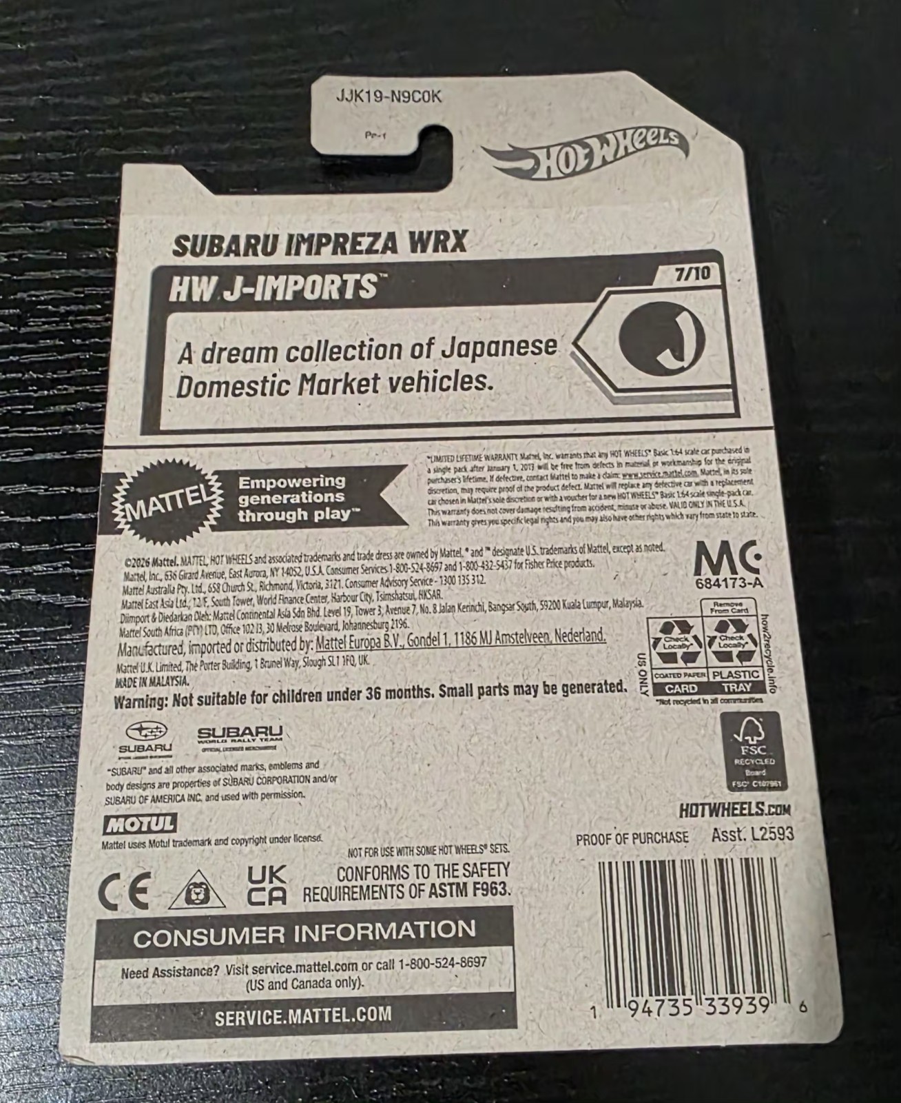 ☀️ 2026 Hot Wheels Subaru Impreza WRX Hw-J Imports ☀️