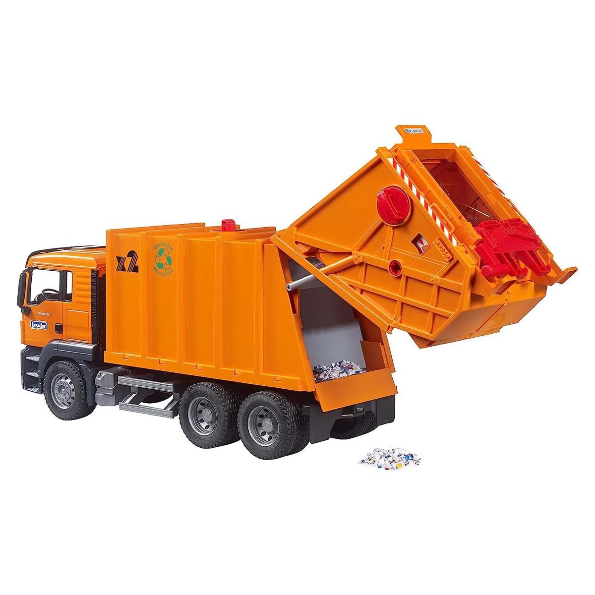 Bruder 1/16 MAN TGS Orange Garbage Truck 03760