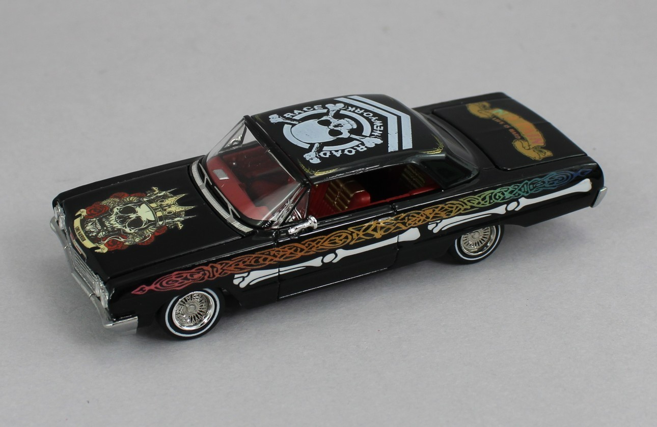 1:64 *FINE WORKS 64* Black “BONES” Chevrolet IMPALA *LOWRIDER* High Detail NIB