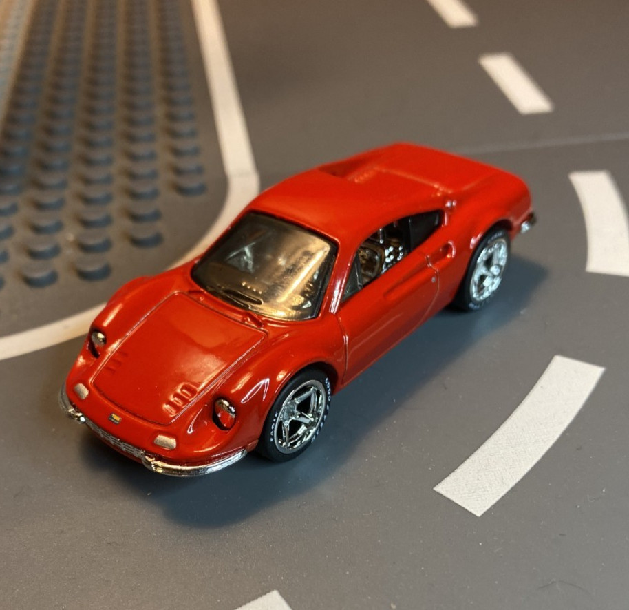 Hot Wheels Ferrari Dino 206GT Red CUSTOM Super Real Riders Wheel Swap